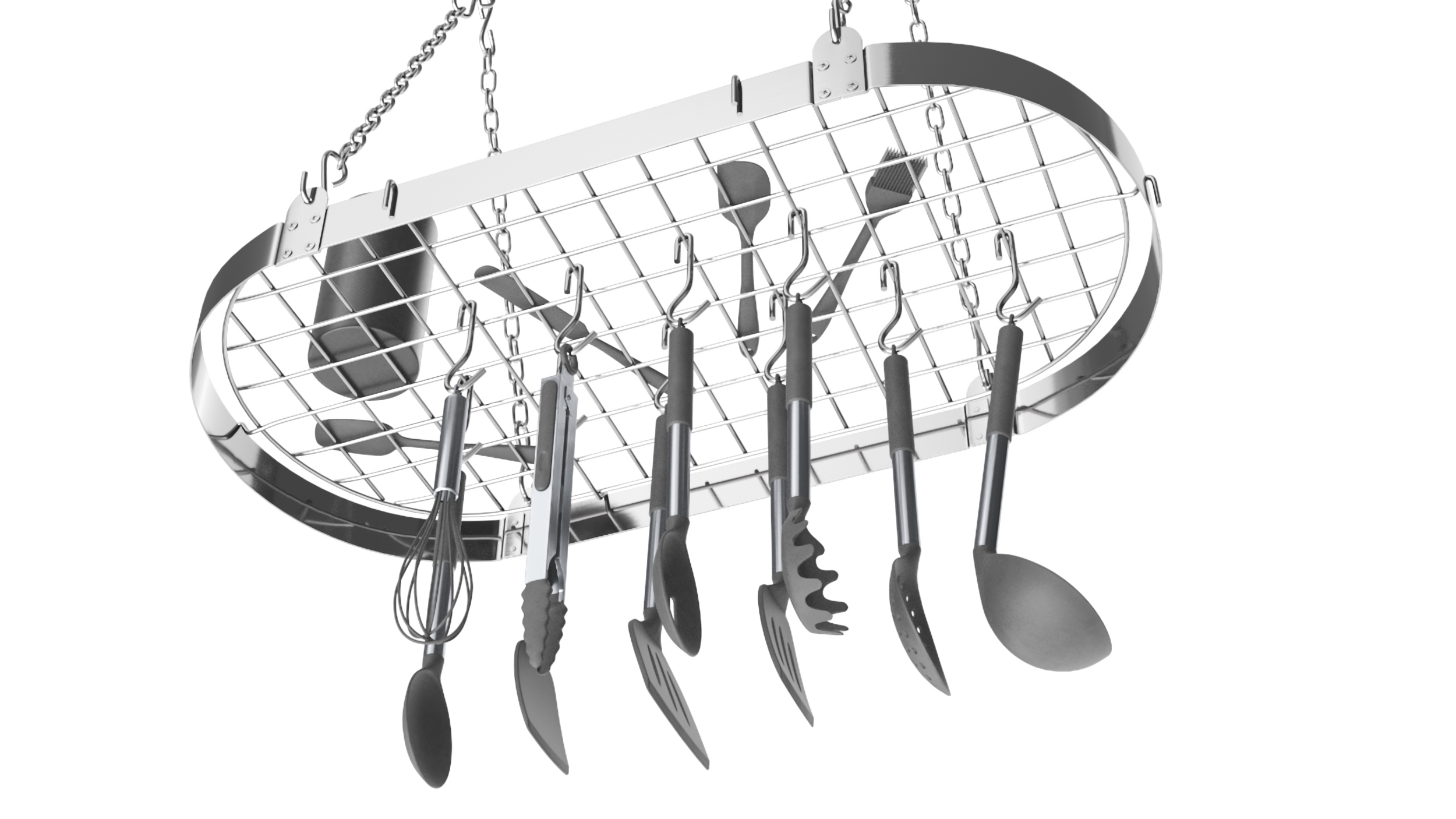 3D Hanging Pot Rack with Cooking Utensils model