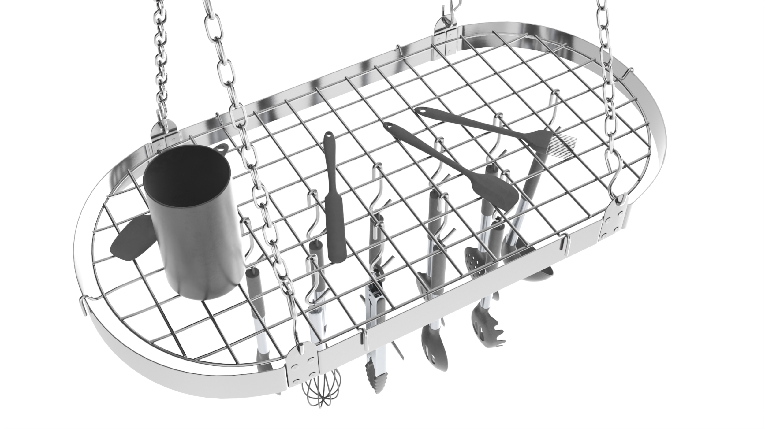3D Hanging Pot Rack with Cooking Utensils model