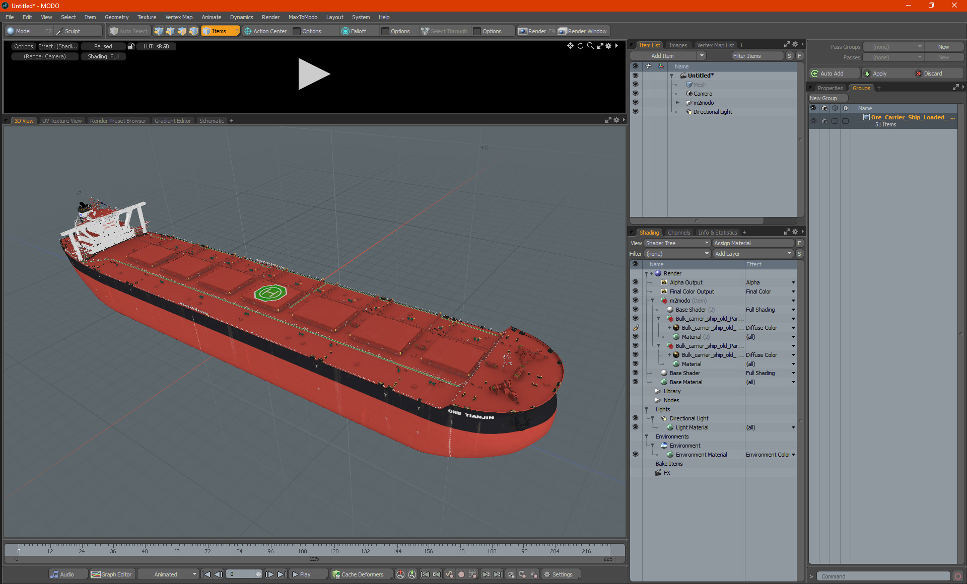 Ore Carrier Ship Loaded Dirty 3D model