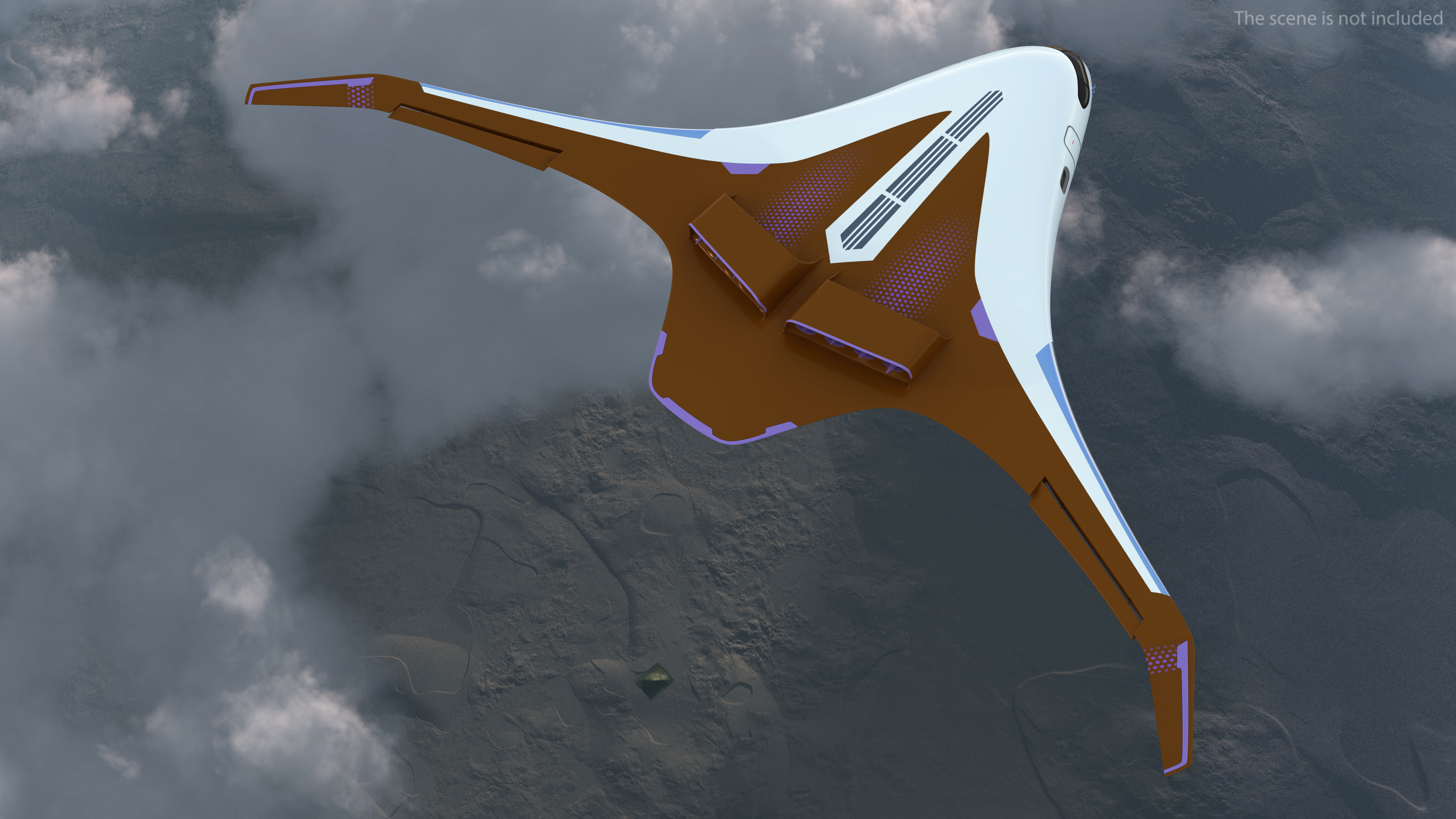 3D Ecological Aircraft Blended-Wing Body Rigged for Cinema 4D model