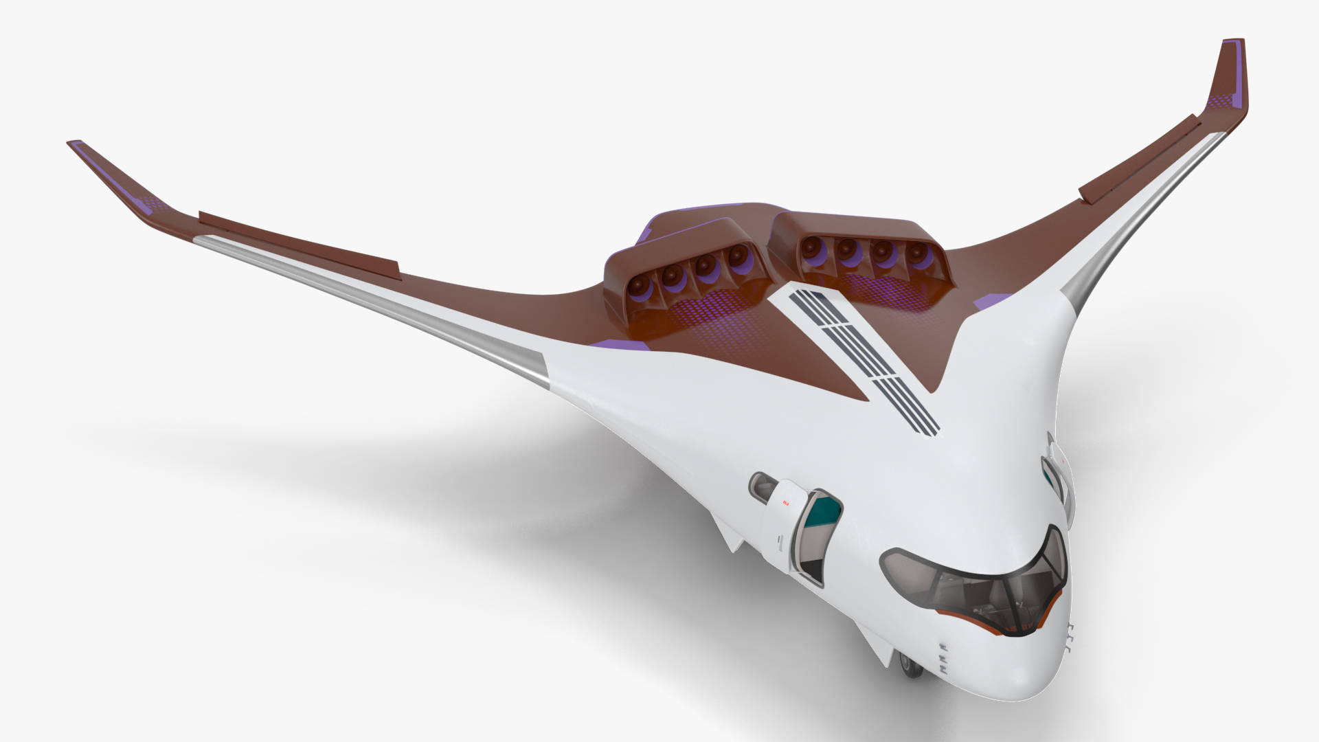 3D Ecological Aircraft Blended-Wing Body Rigged for Cinema 4D model