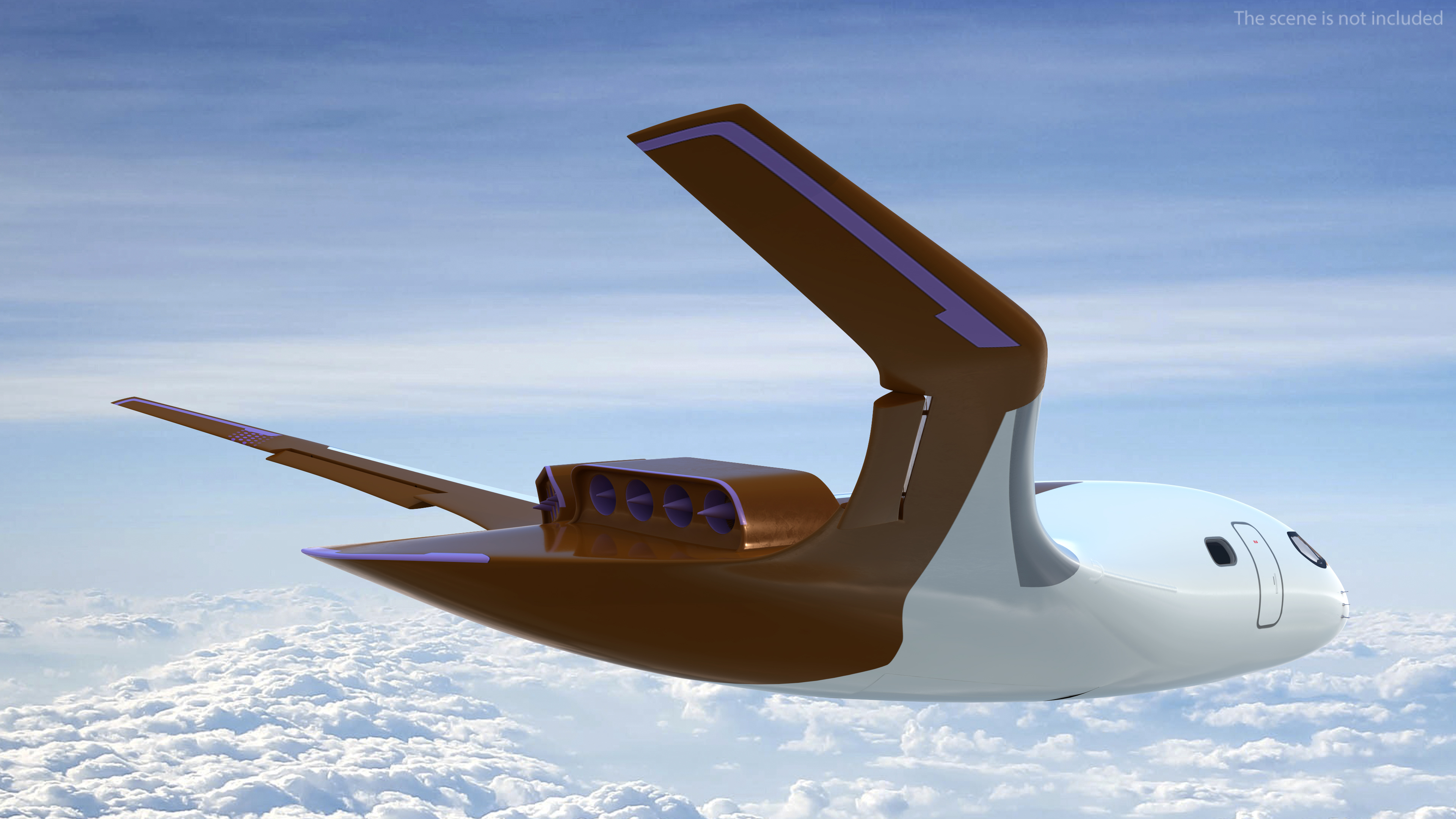 3D Ecological Aircraft Blended-Wing Body Rigged for Cinema 4D model