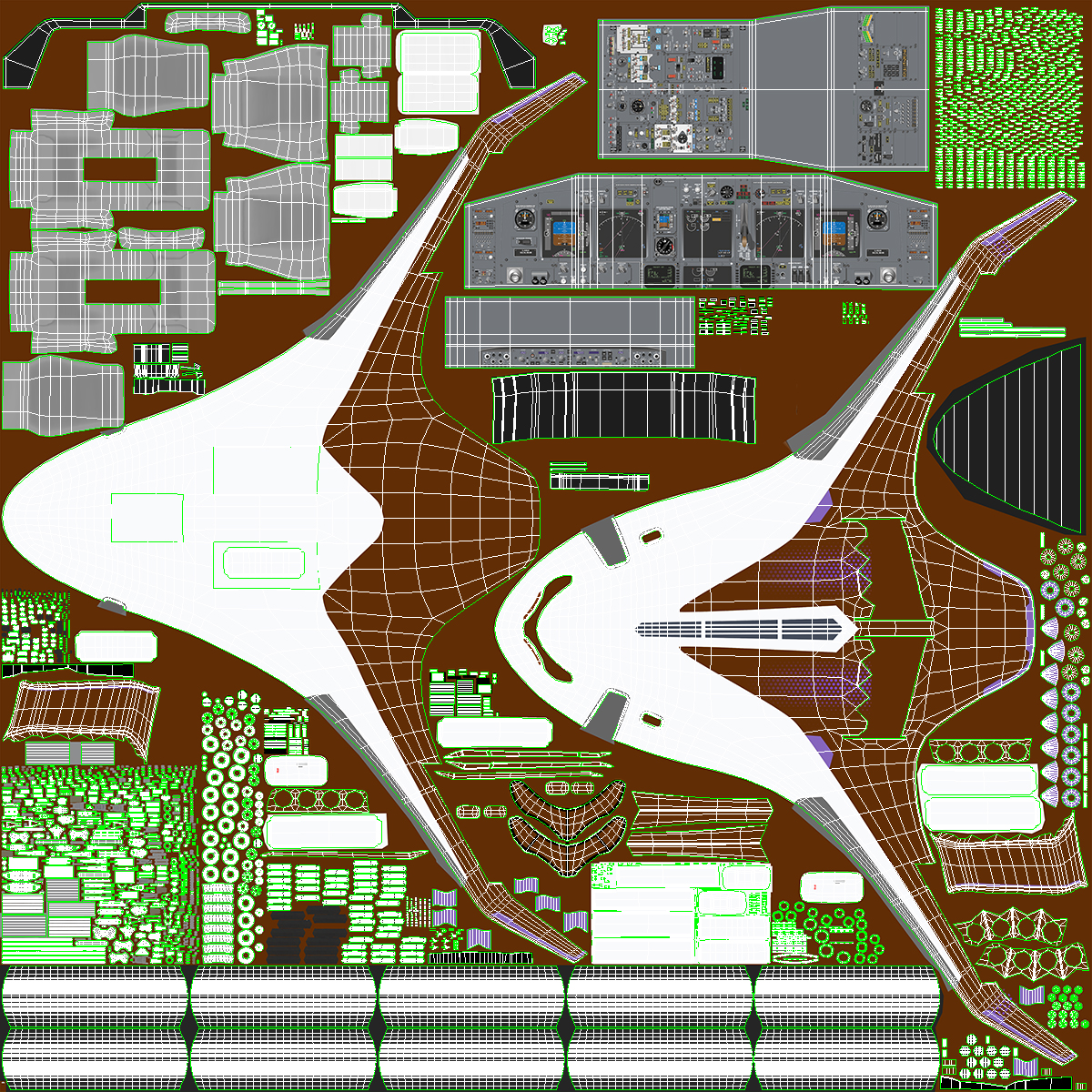 3D Ecological Aircraft Blended-Wing Body Rigged for Cinema 4D model