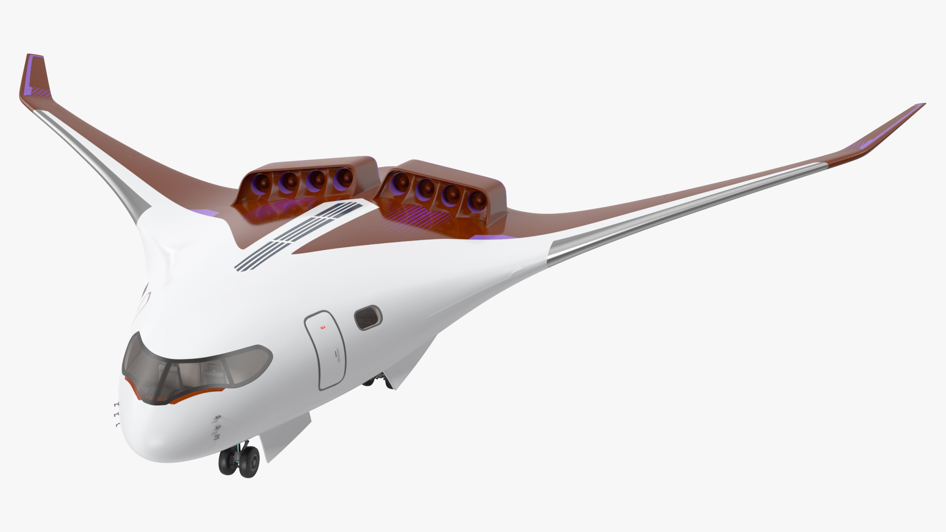 3D Ecological Aircraft Blended-Wing Body Rigged for Cinema 4D model