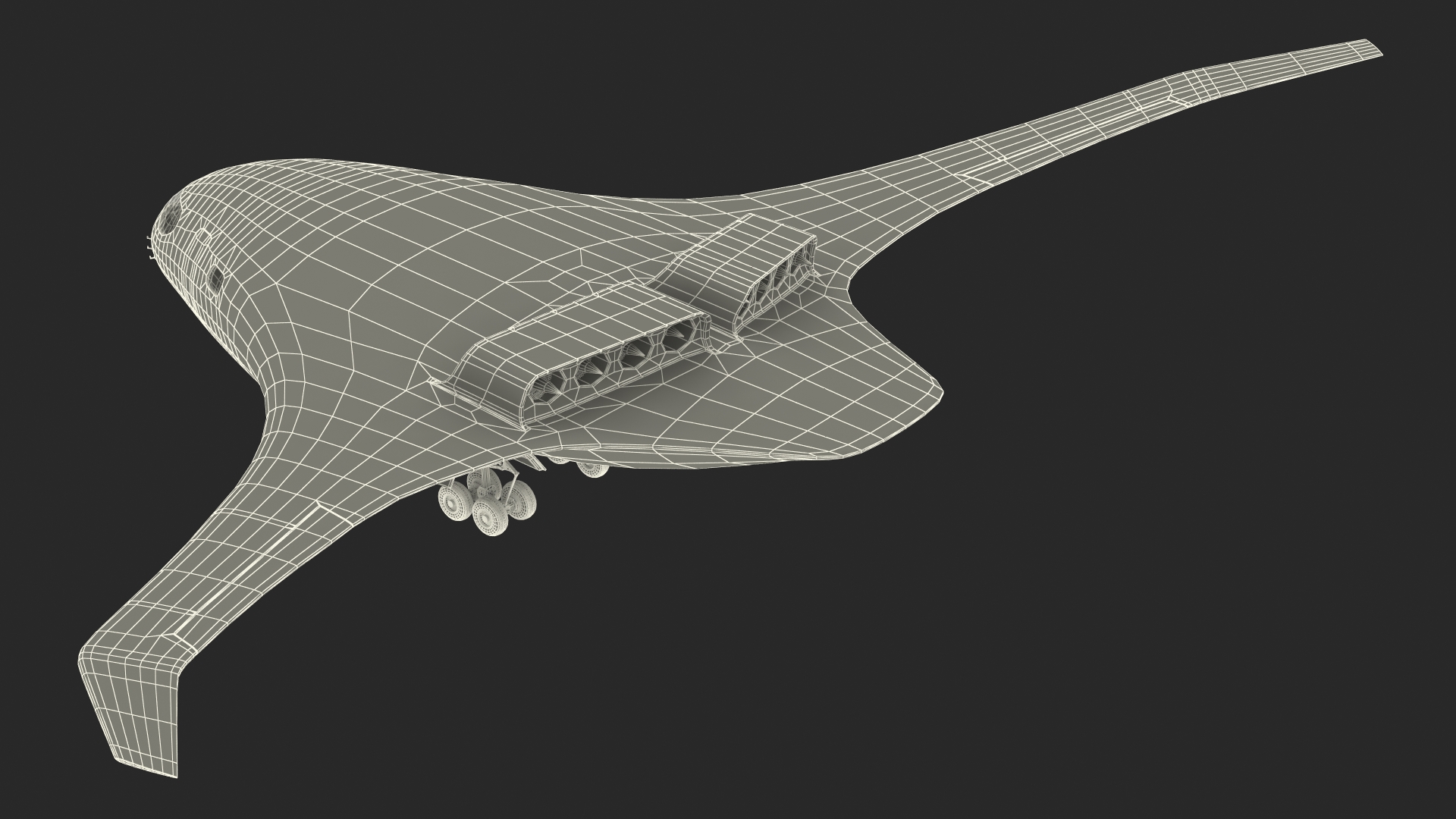 3D Ecological Aircraft Blended-Wing Body Rigged for Cinema 4D model