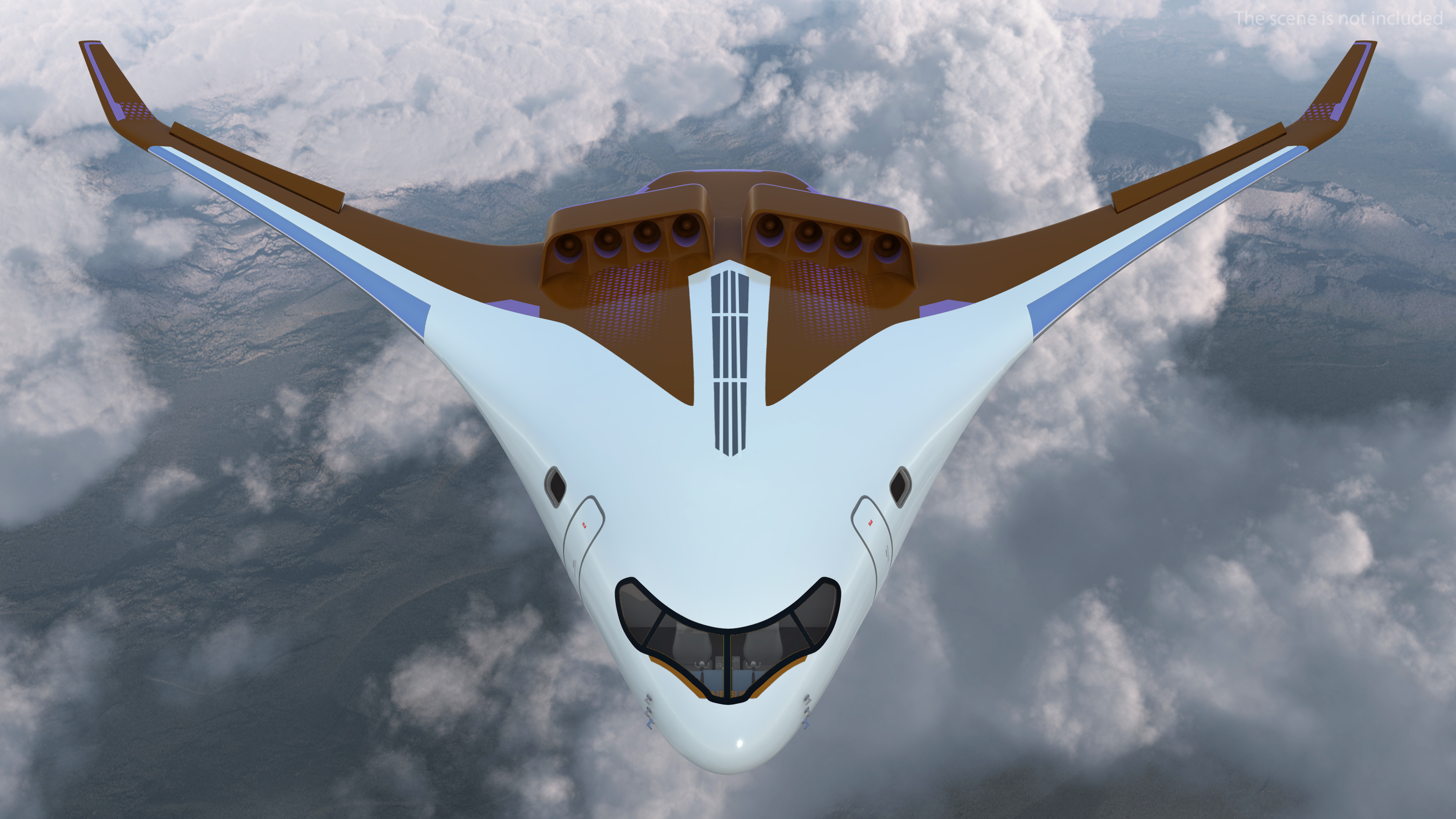 3D Ecological Aircraft Blended-Wing Body Rigged for Cinema 4D model