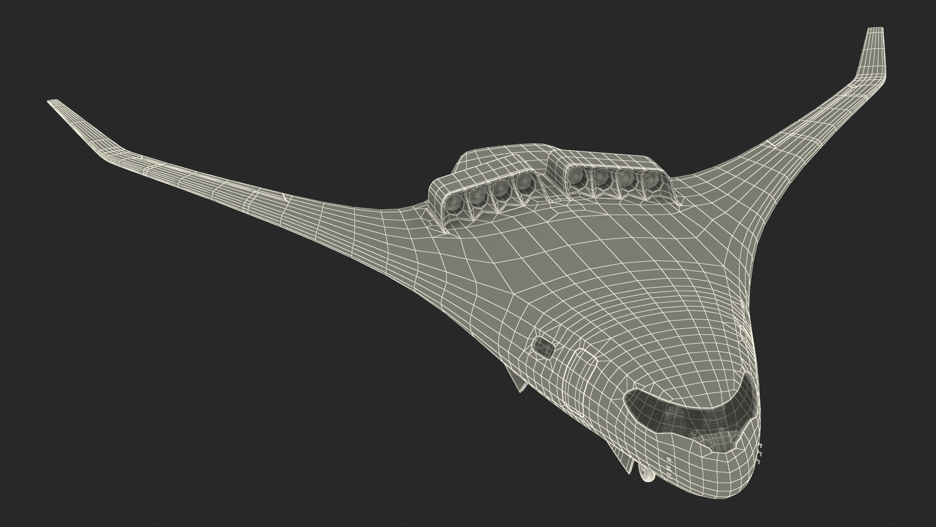 3D Ecological Aircraft Blended-Wing Body Rigged for Cinema 4D model