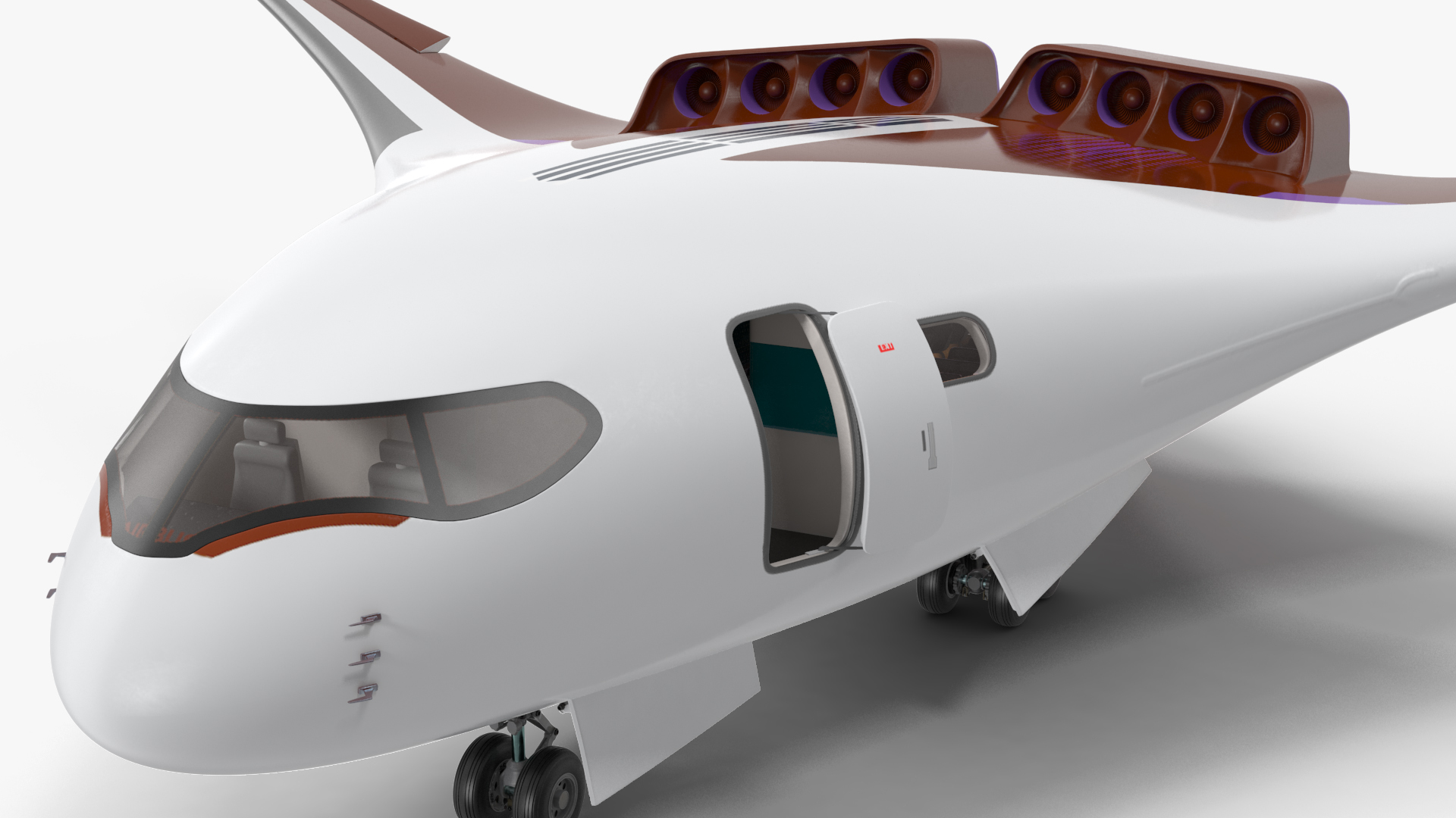 3D Ecological Aircraft Blended-Wing Body Rigged for Cinema 4D model