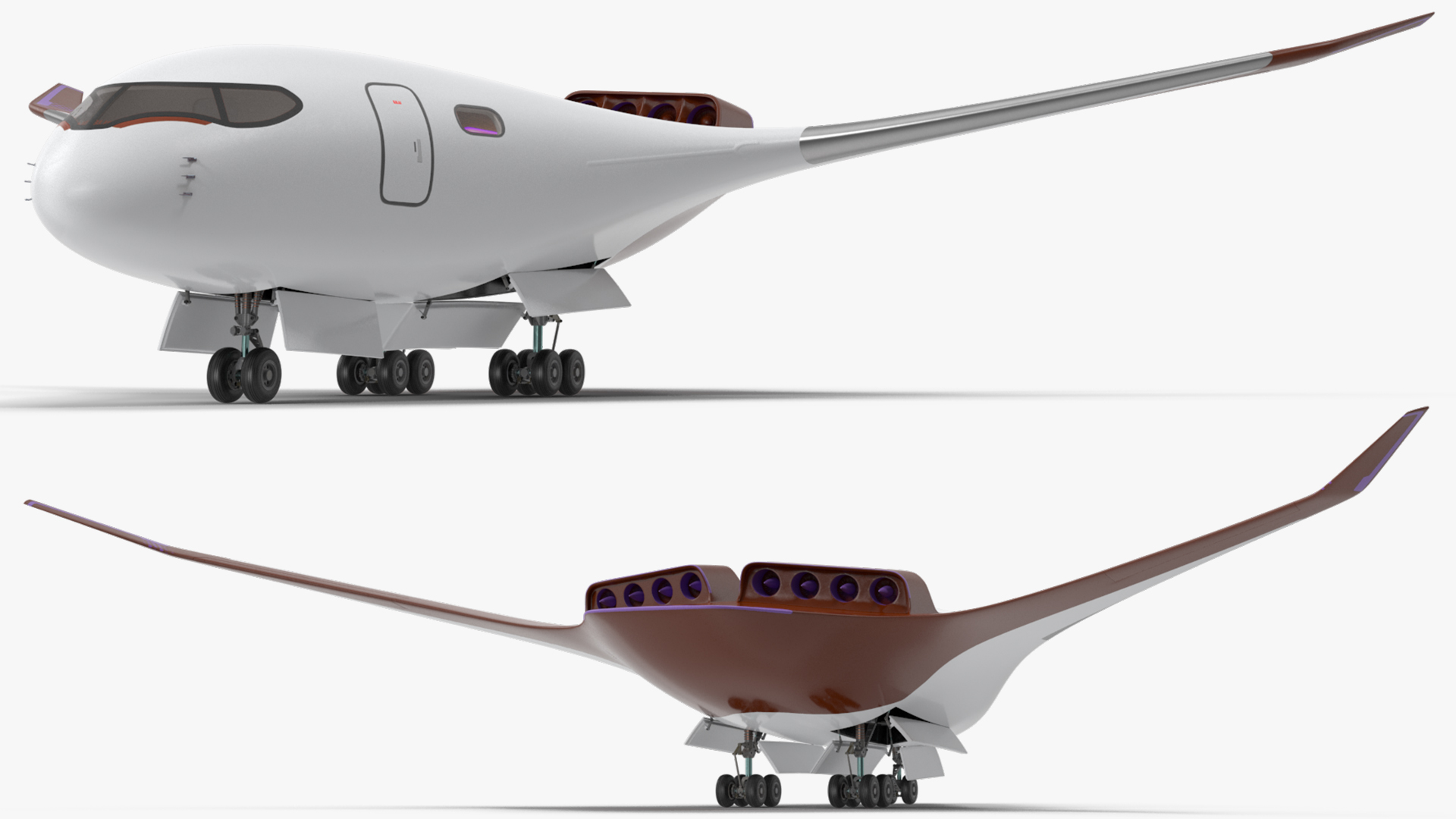 3D Ecological Aircraft Blended-Wing Body Rigged for Cinema 4D model