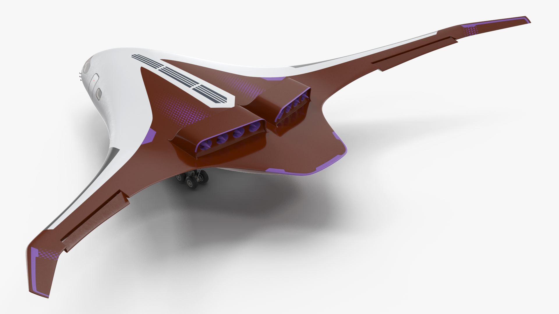 3D Ecological Aircraft Blended-Wing Body Rigged for Cinema 4D model