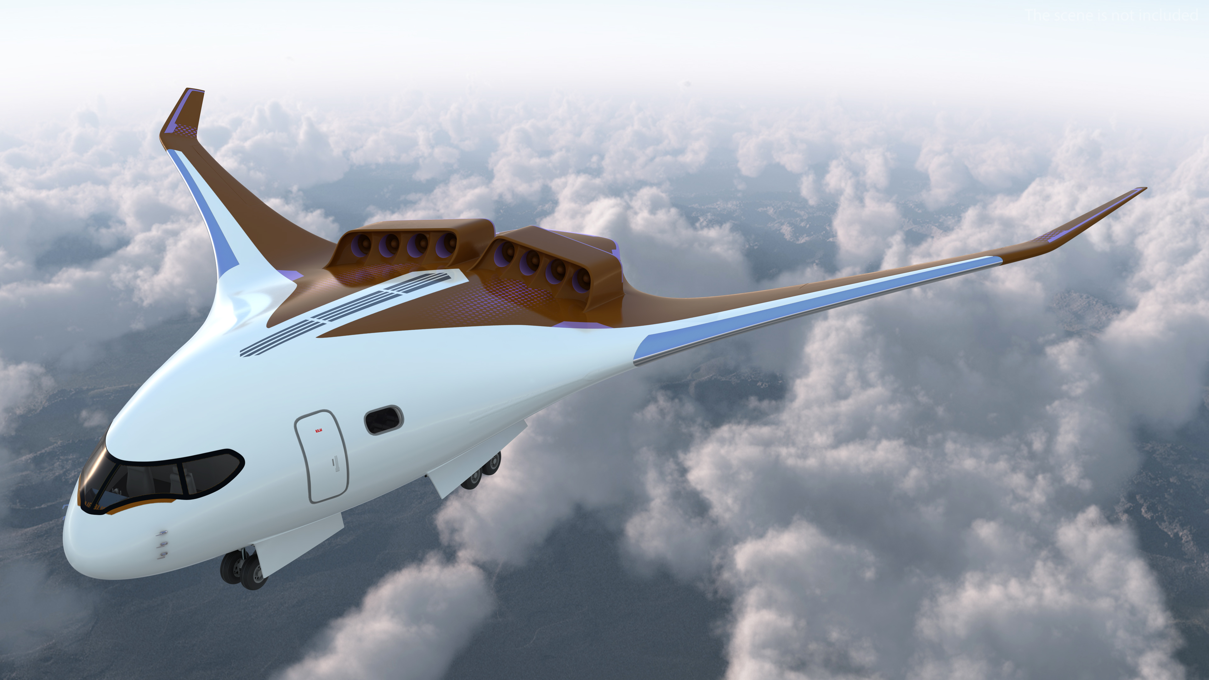 3D Ecological Aircraft Blended-Wing Body Rigged for Cinema 4D model