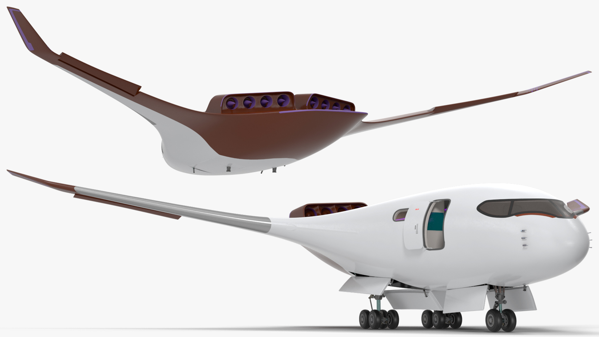 3D Ecological Aircraft Blended-Wing Body Rigged for Cinema 4D model