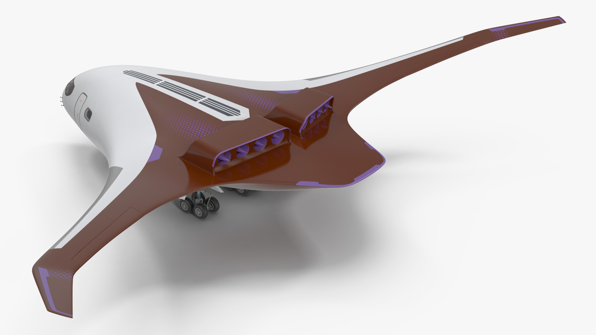 3D Ecological Aircraft Blended-Wing Body Rigged for Cinema 4D model