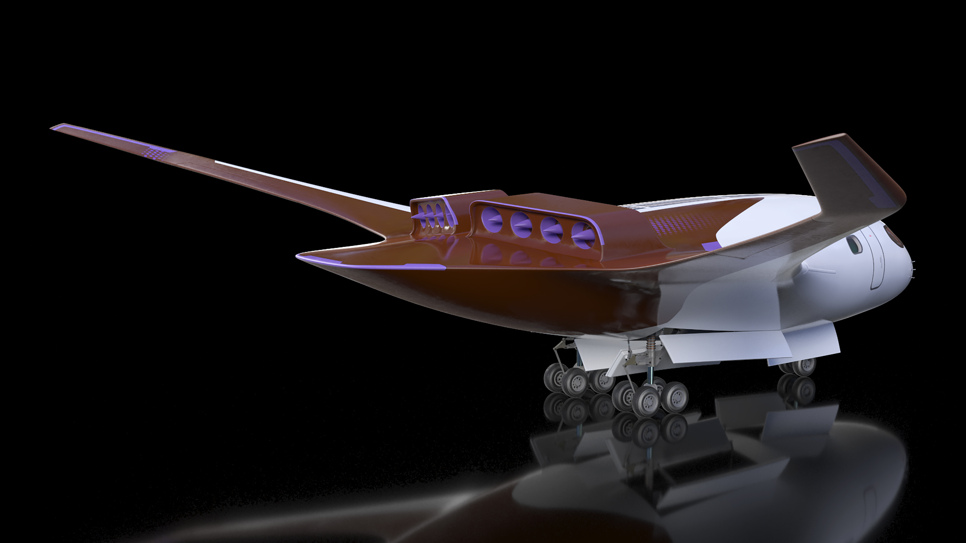 3D Ecological Aircraft Blended-Wing Body Rigged for Cinema 4D model