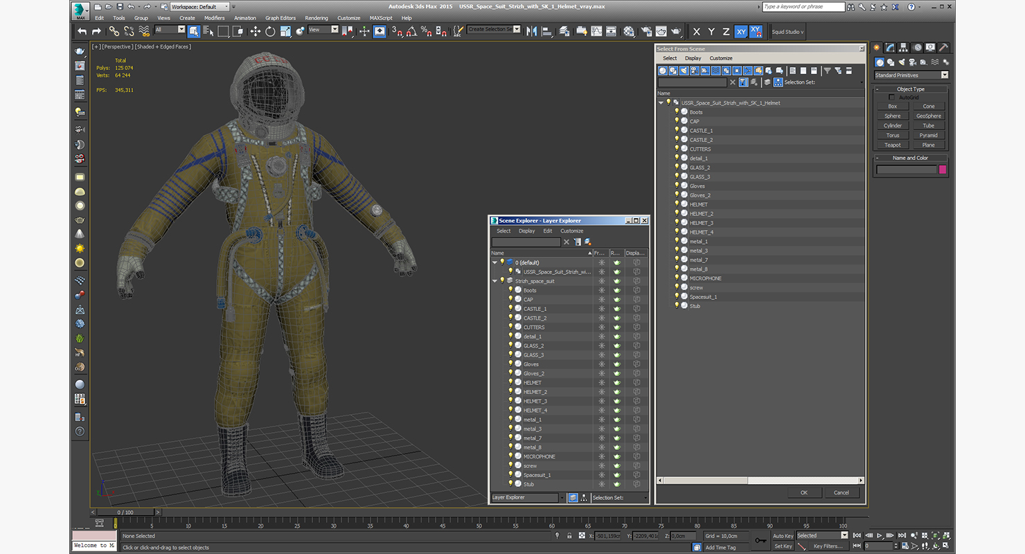 USSR Space Suit Strizh with SK 1 Helmet 3D model