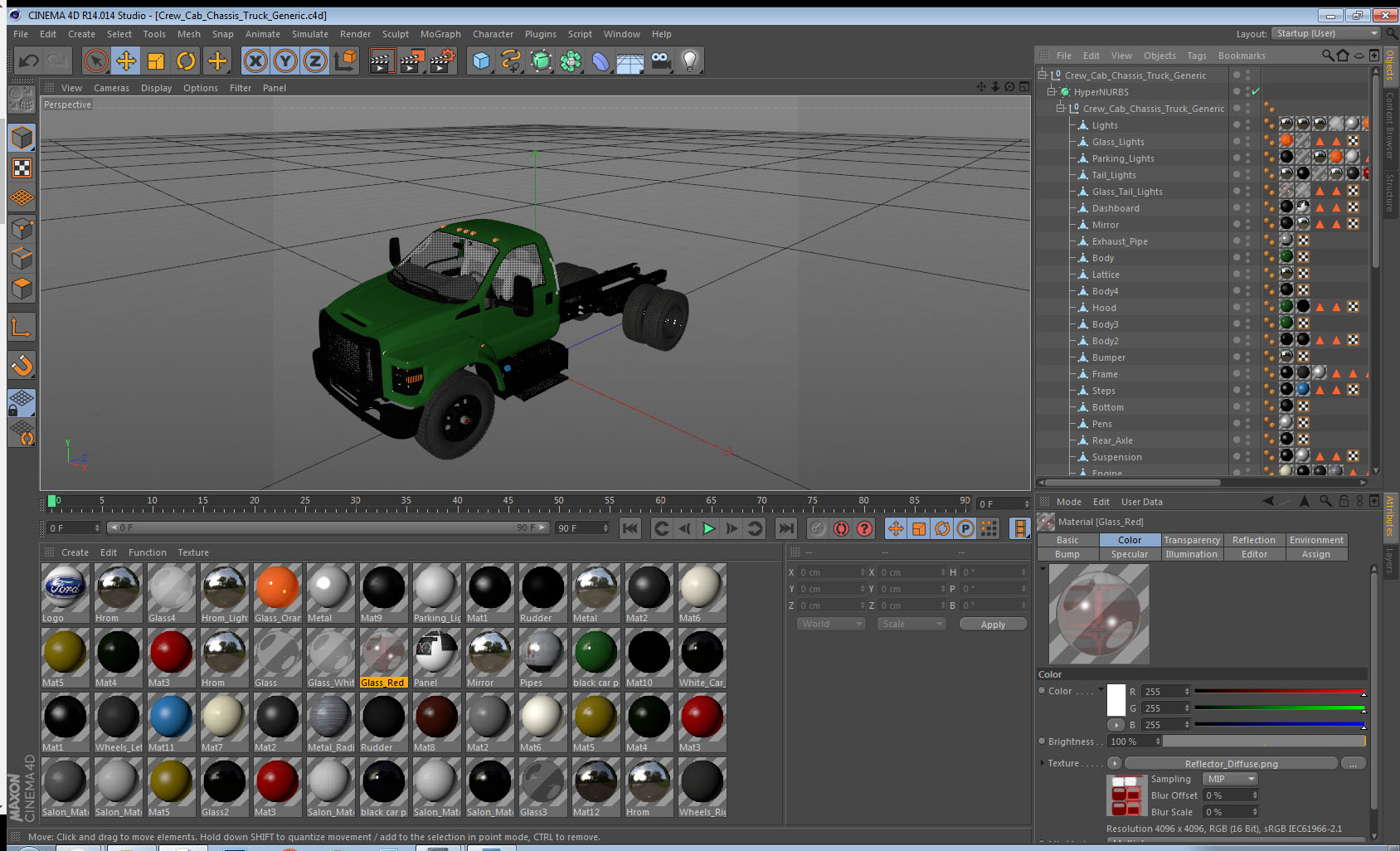3D model Crew Cab Chassis Truck Generic