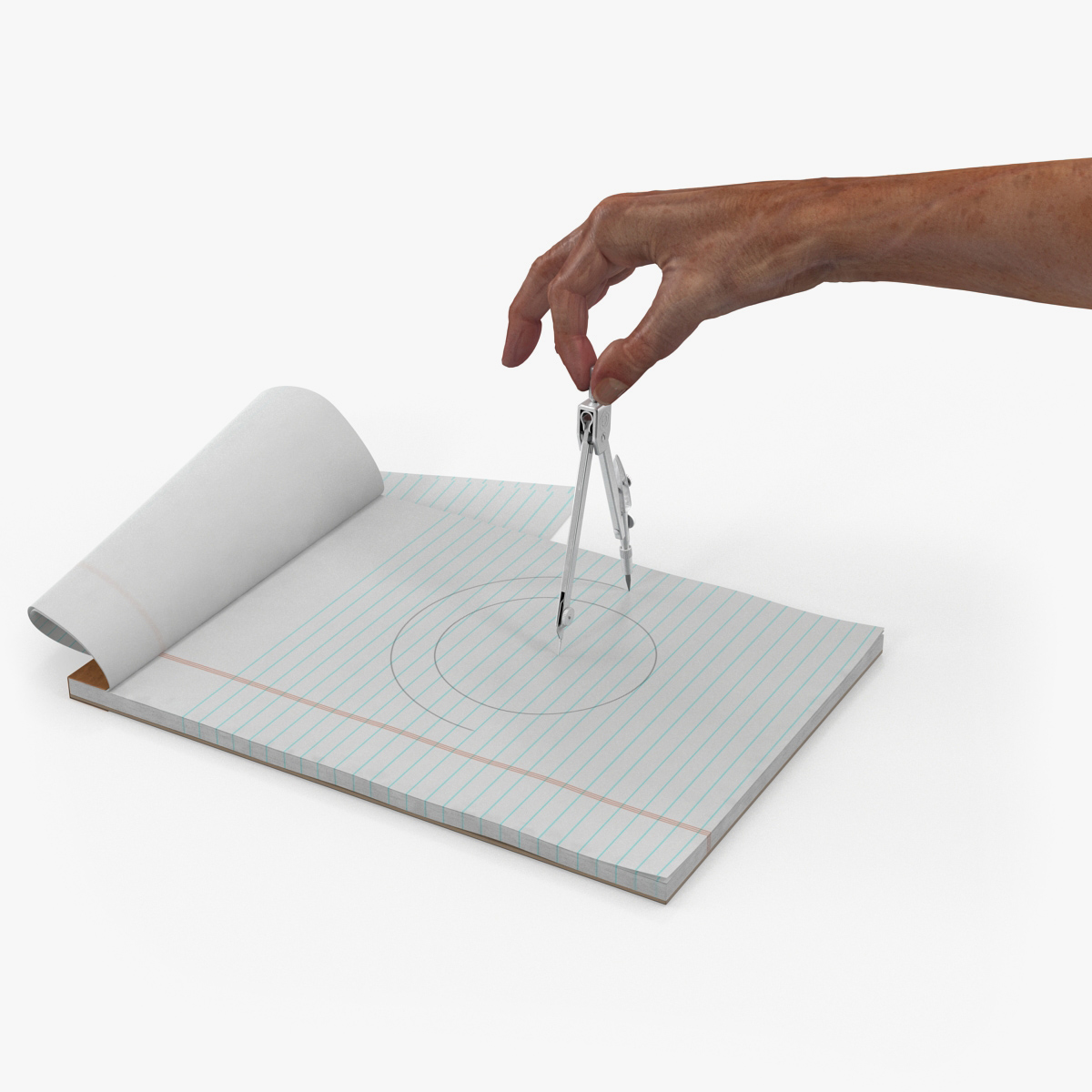 Compass Circle Drawing Hand 3D Model, view 5