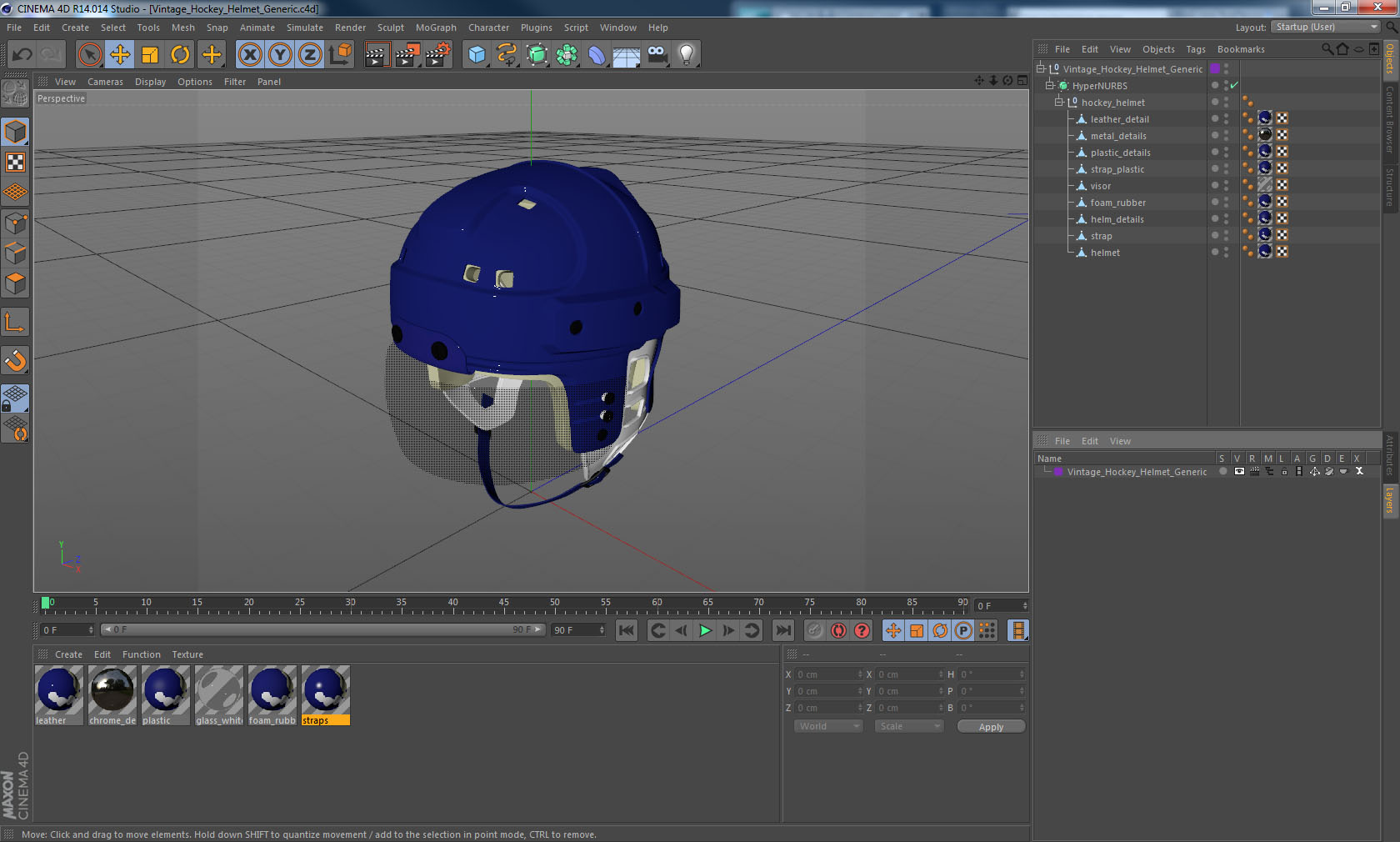 Vintage Hockey Helmet Generic 3D model