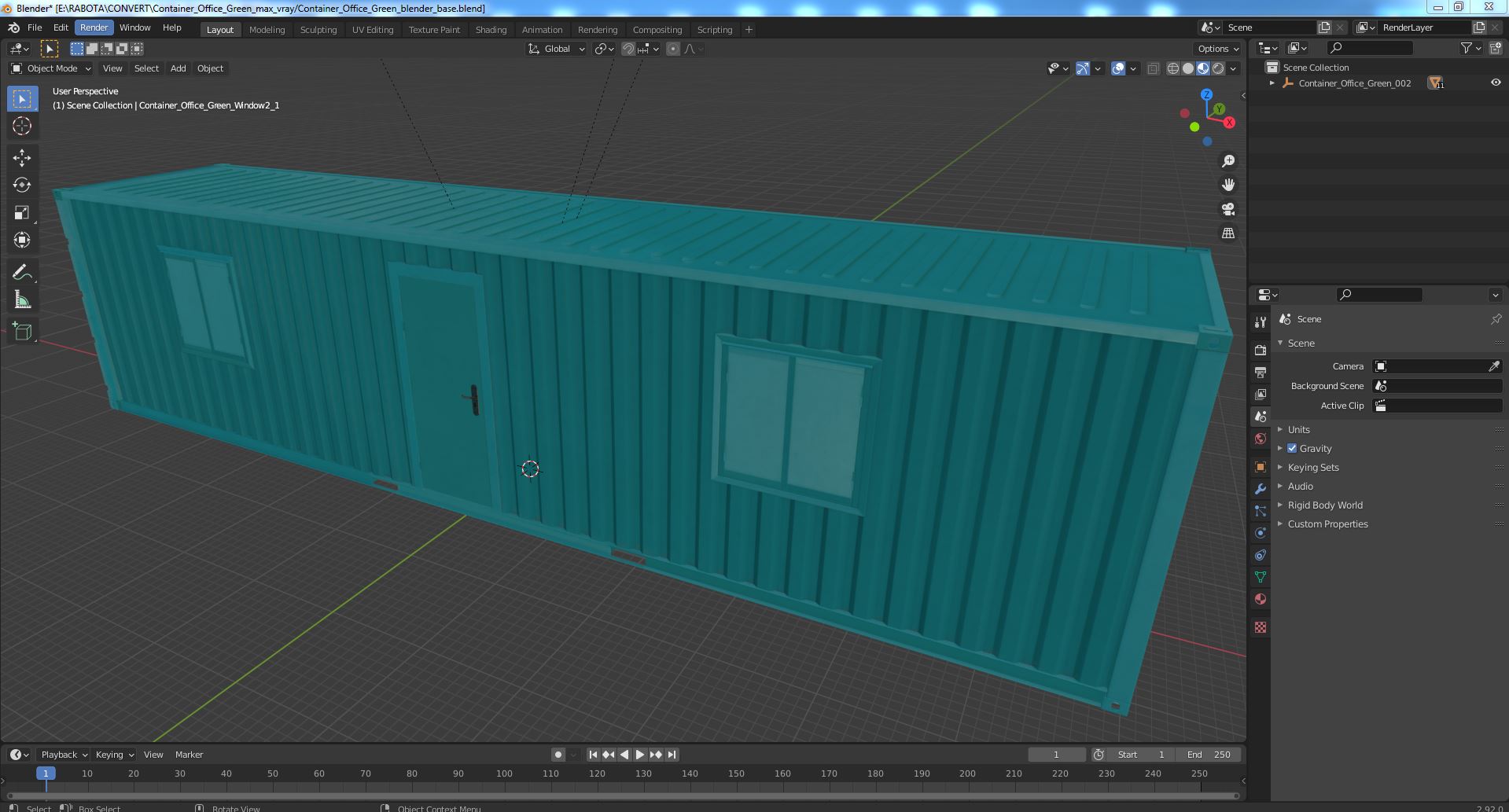 Container Office Green 3D