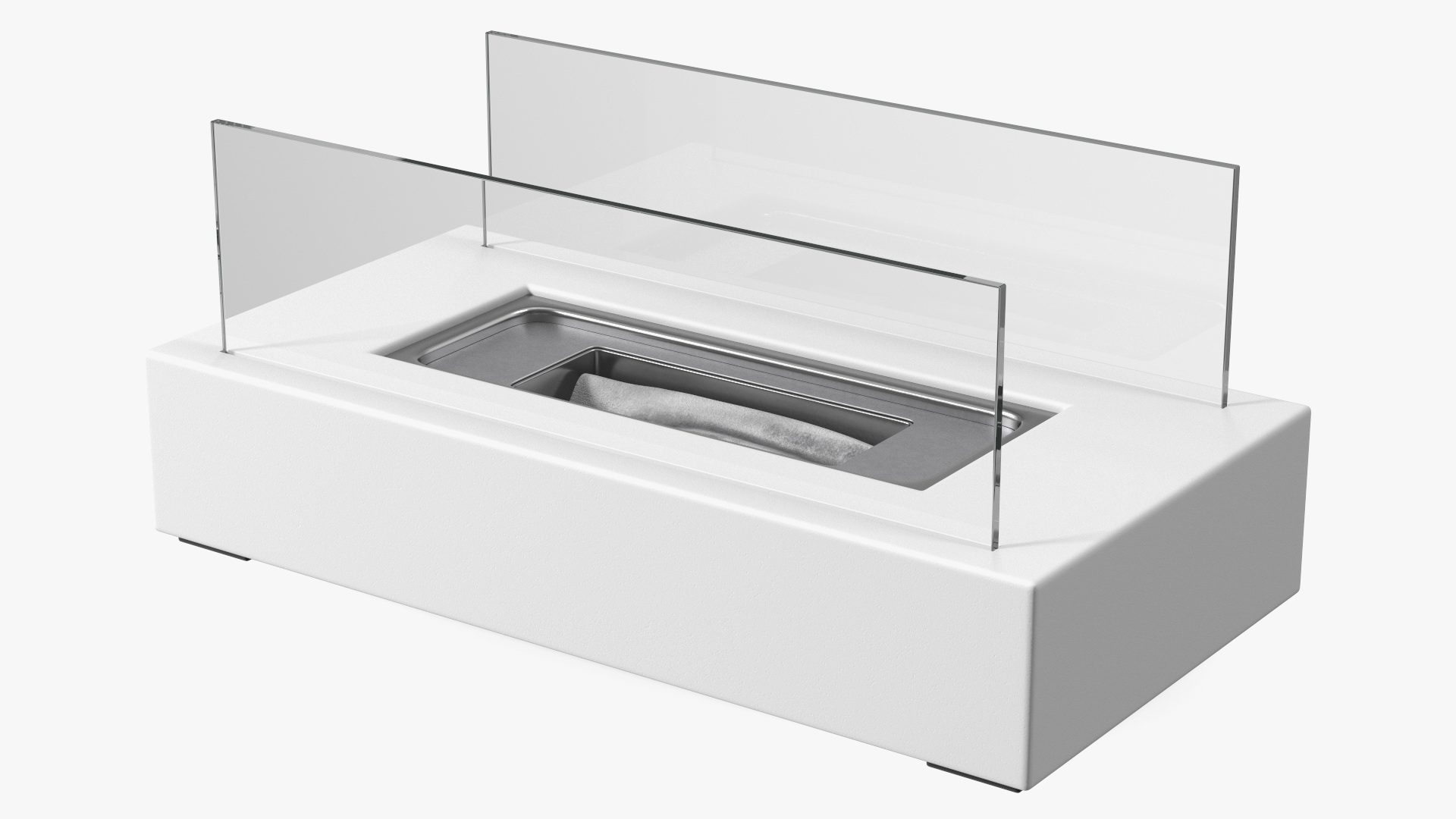 White Bio-Ethanol Burner Switched Off 3D