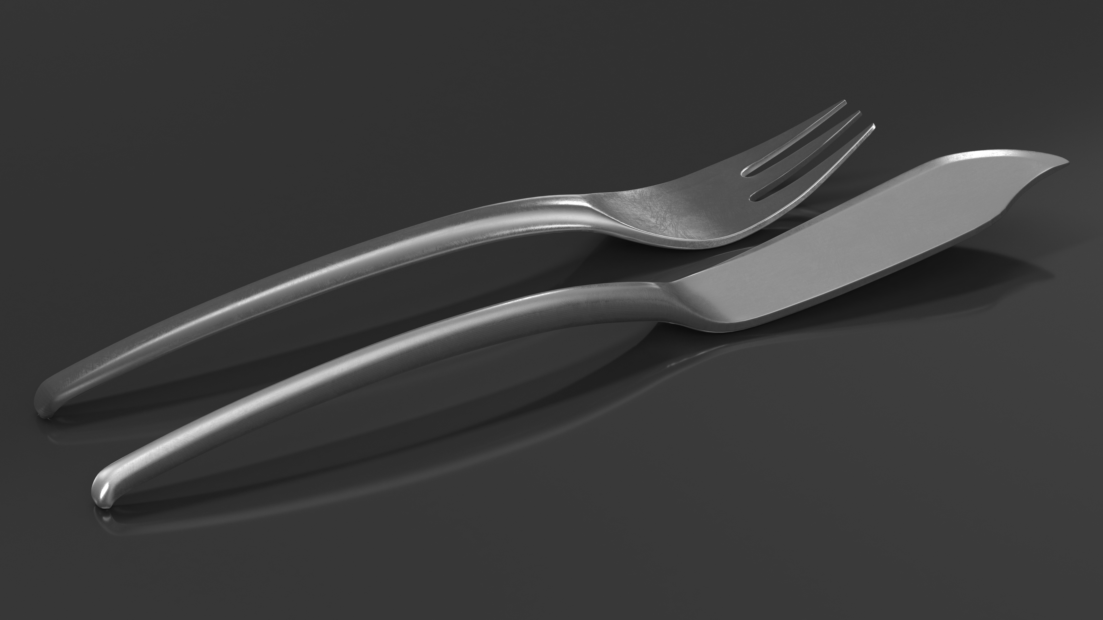 3D Fish Cutlery Set Silver model
