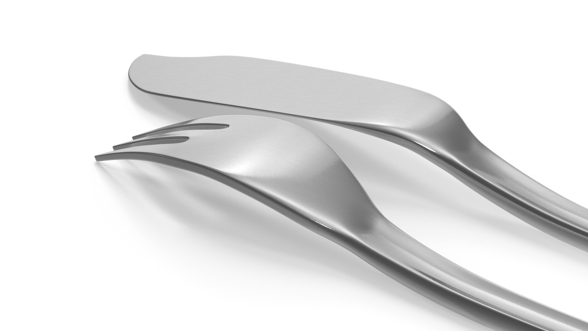 3D Fish Cutlery Set Silver model