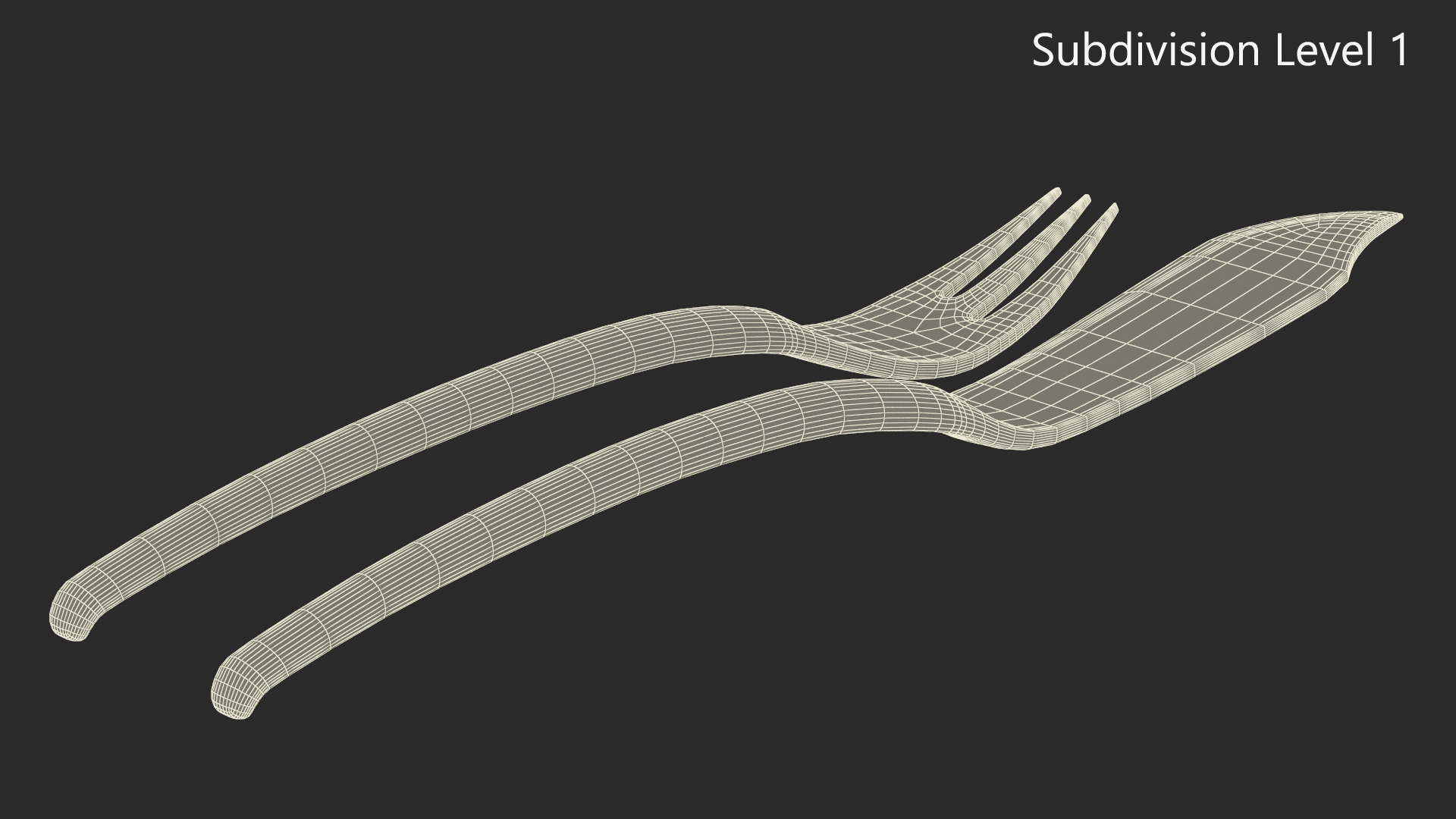 3D Fish Cutlery Set Silver model