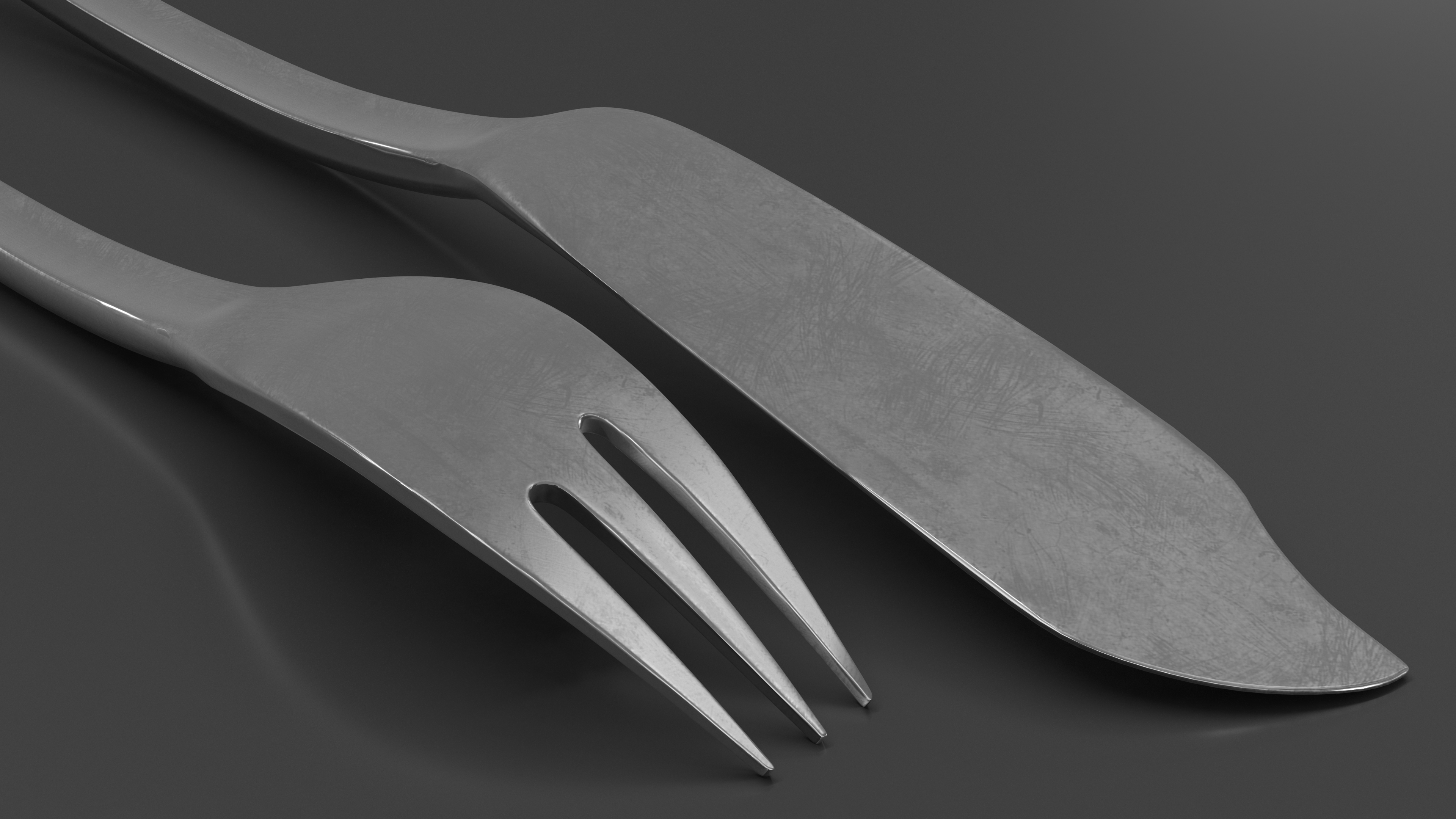 3D Fish Cutlery Set Silver model