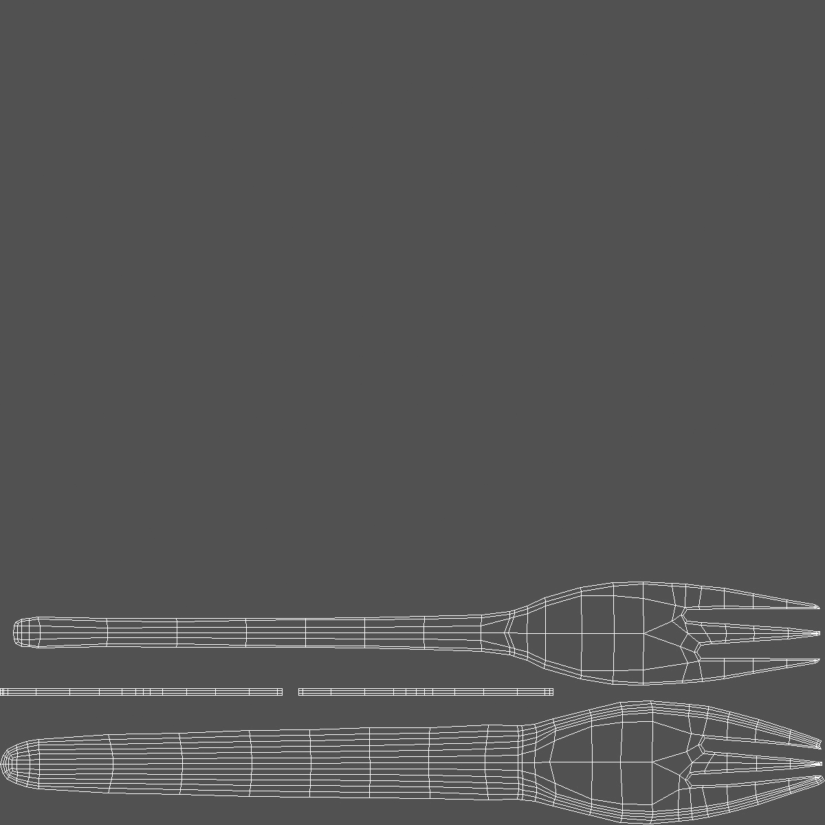 3D Fish Cutlery Set Silver model