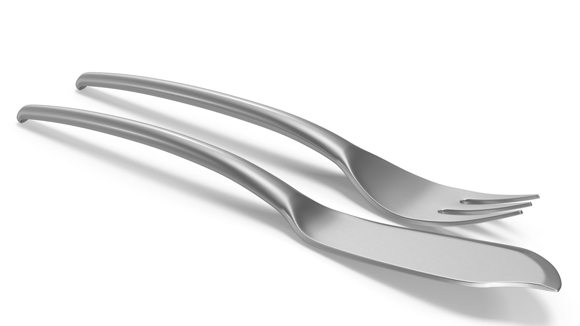 3D Fish Cutlery Set Silver model
