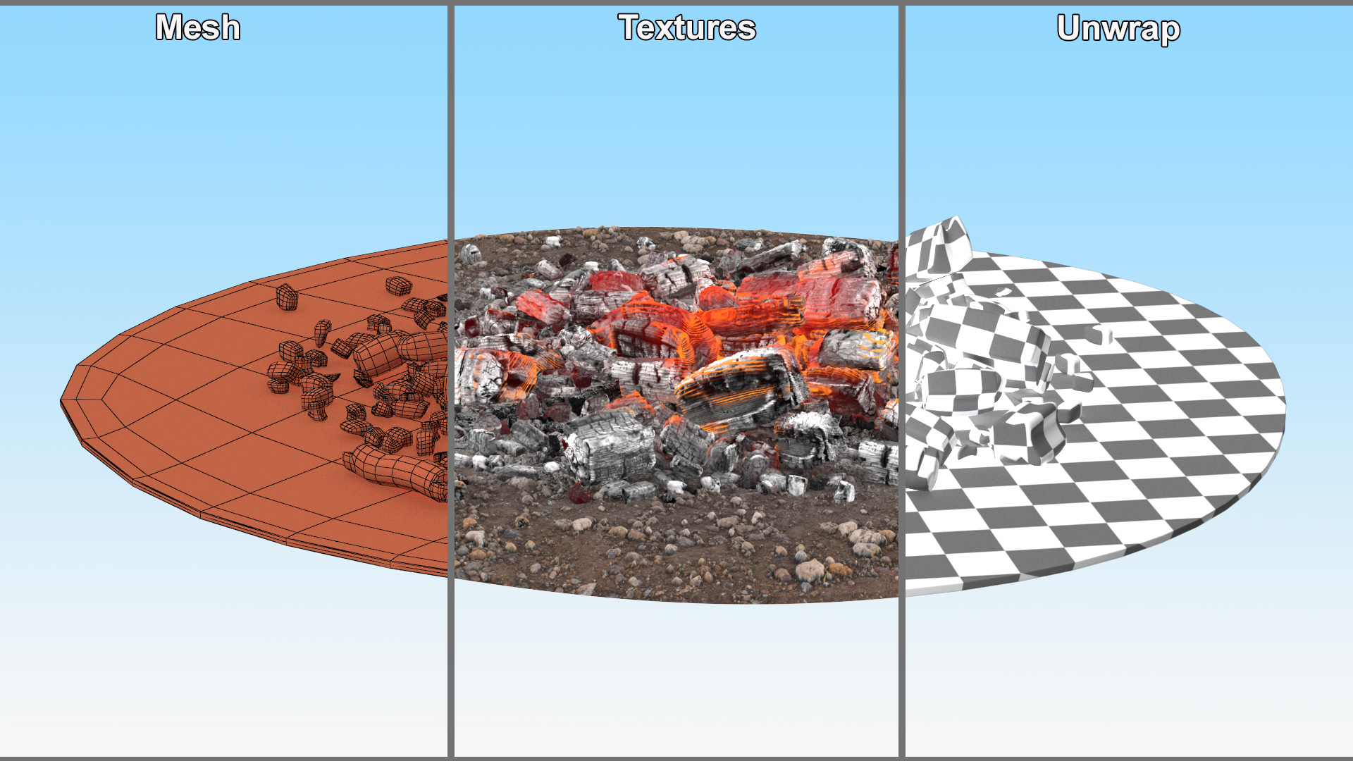 3D Glowing Charcoal Embers model