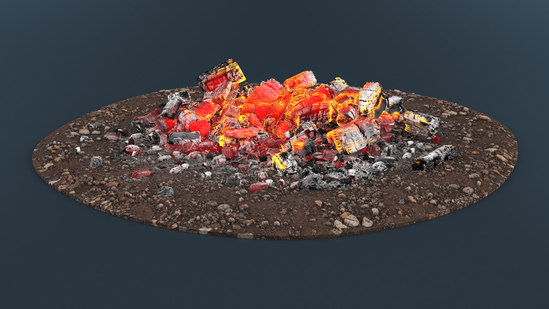 3D Glowing Charcoal Embers model