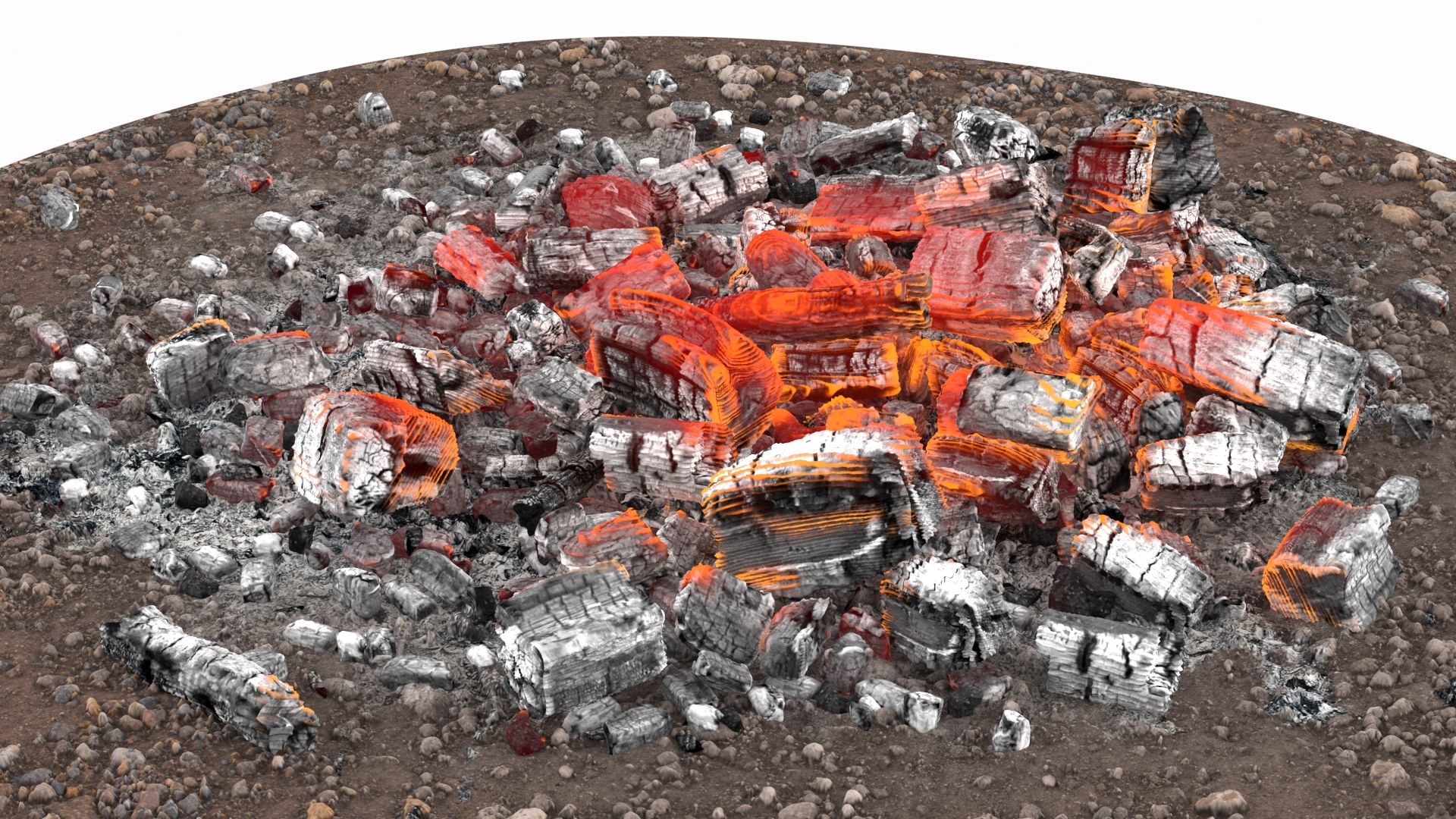 3D Glowing Charcoal Embers model