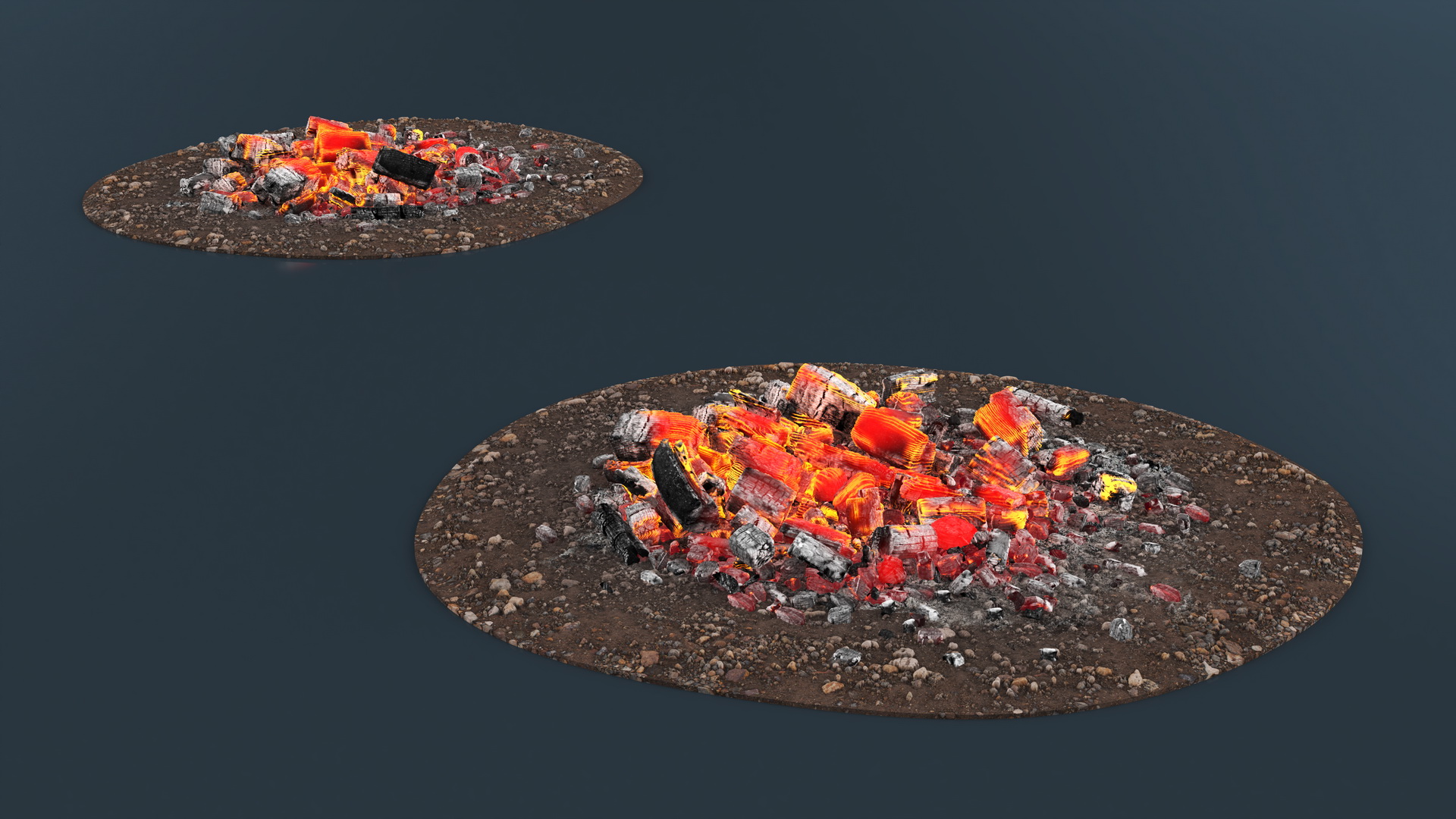 3D Glowing Charcoal Embers model