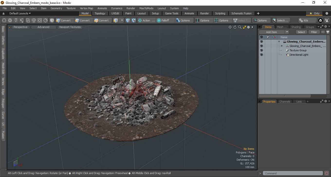 3D Glowing Charcoal Embers model