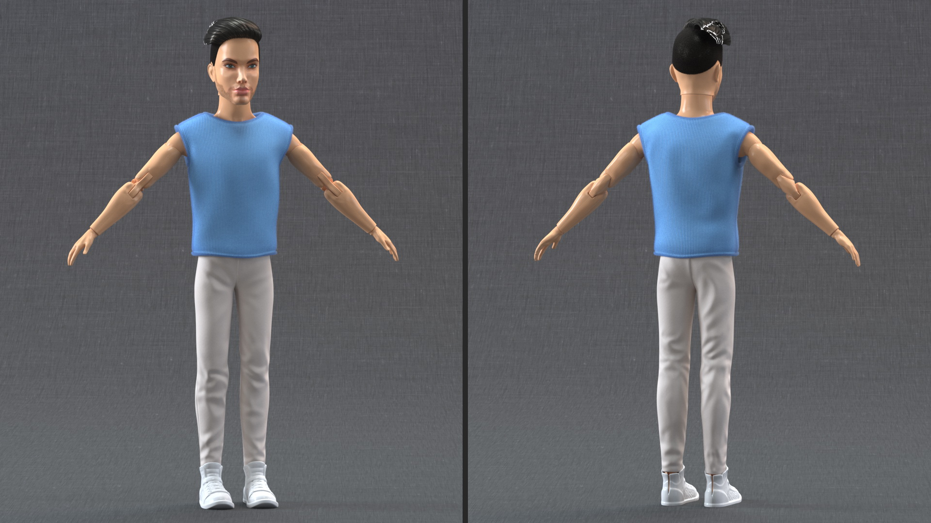 Ken Doll Dressed T-pose Fur 3D
