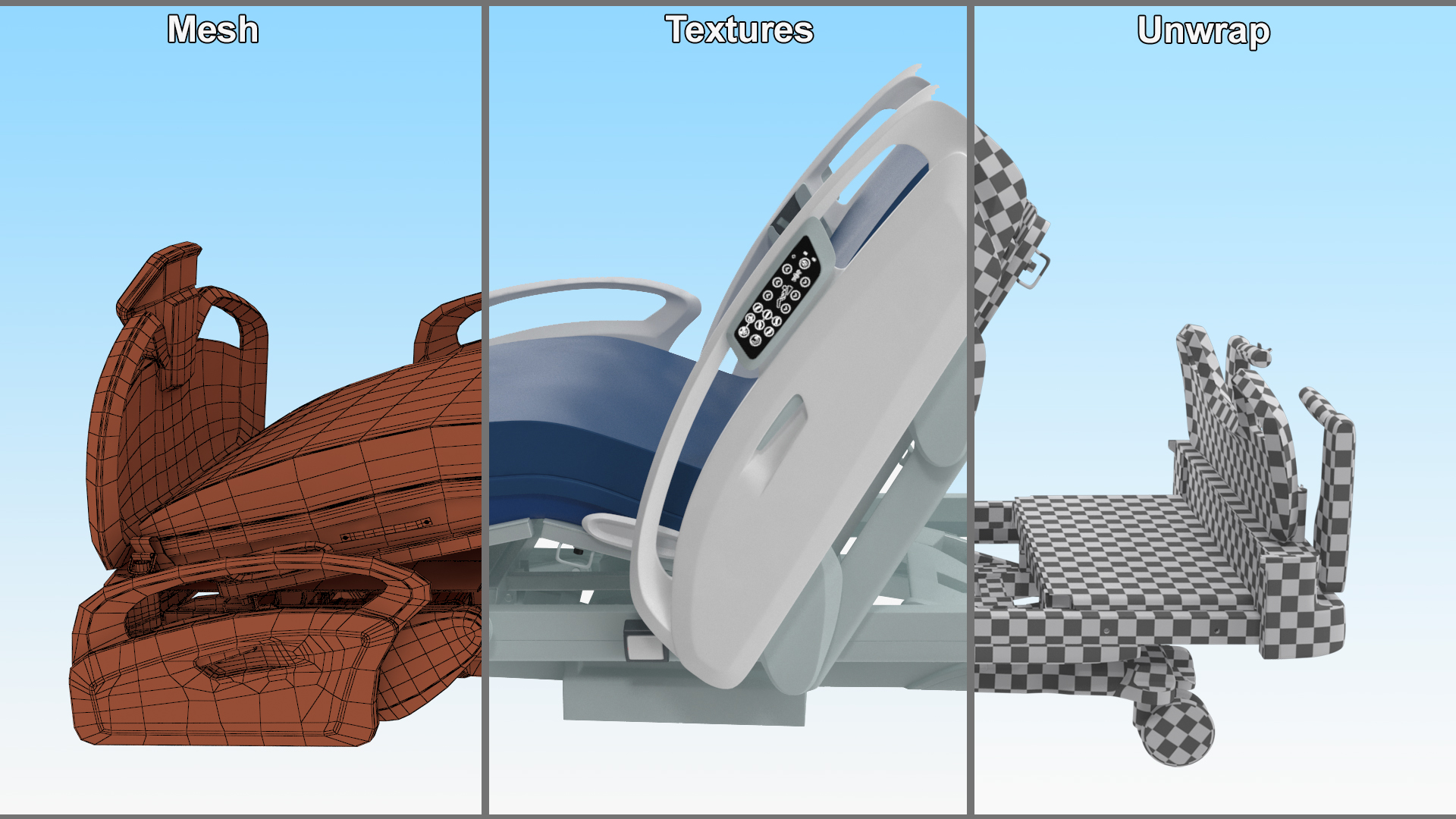 Smart Medical Bed Fowlers Position 3D model