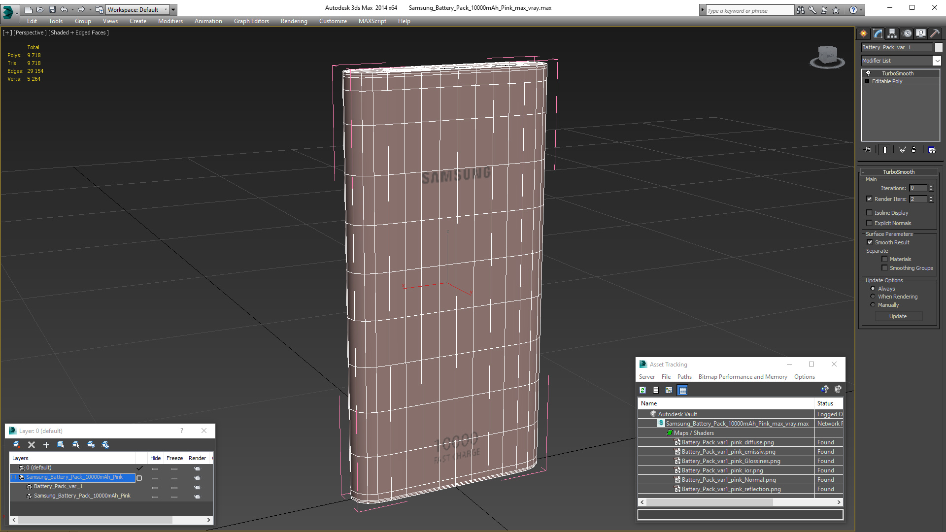 Samsung Battery Pack 10000mAh Pink 3D model