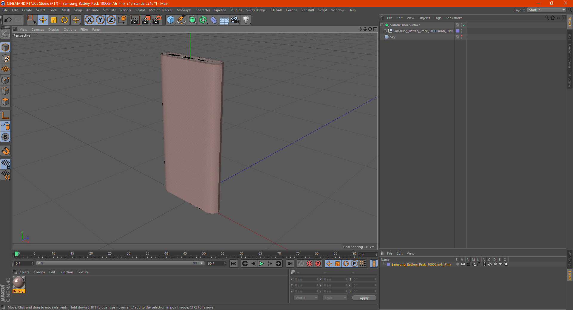 Samsung Battery Pack 10000mAh Pink 3D model