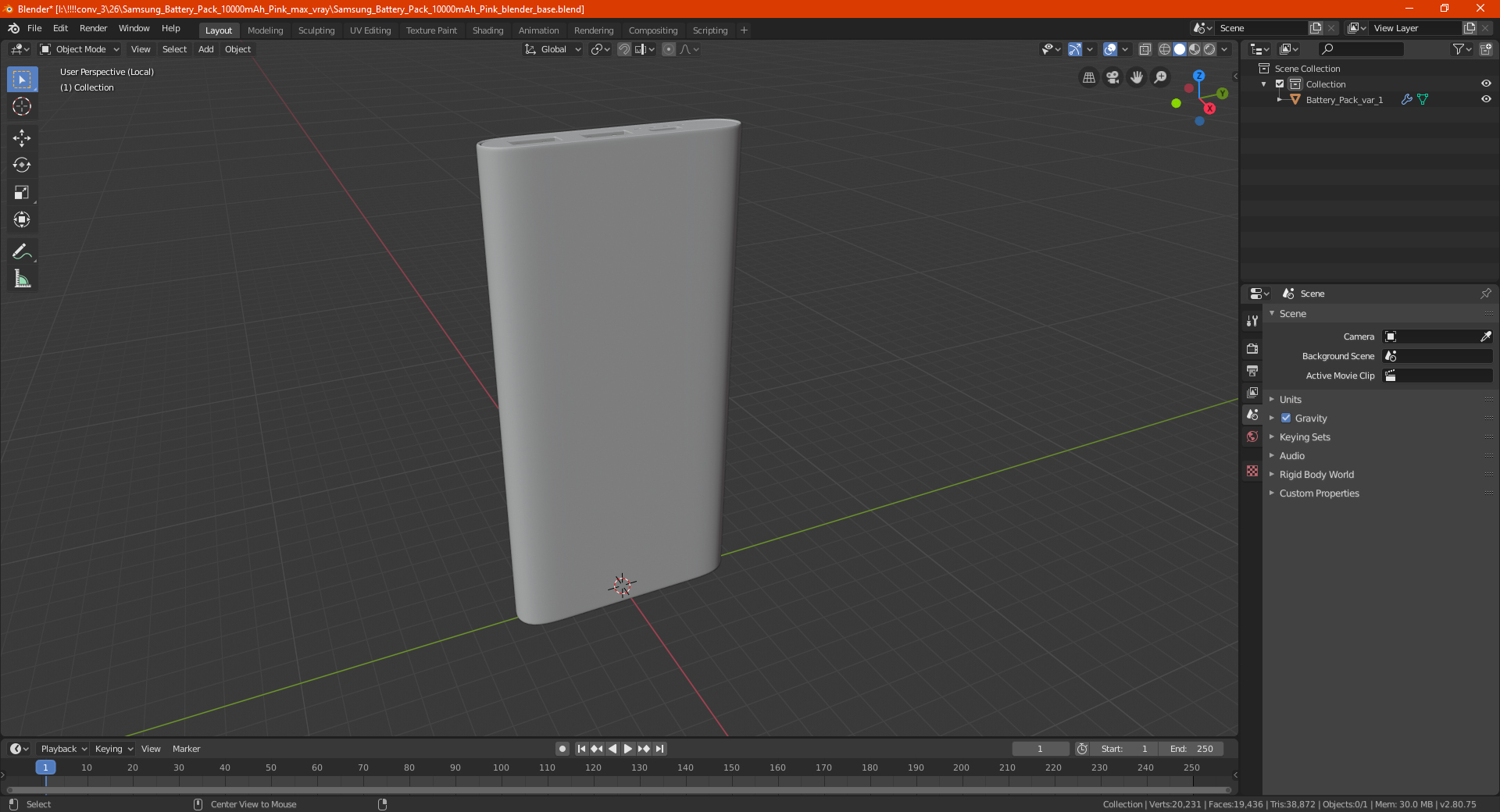Samsung Battery Pack 10000mAh Pink 3D model