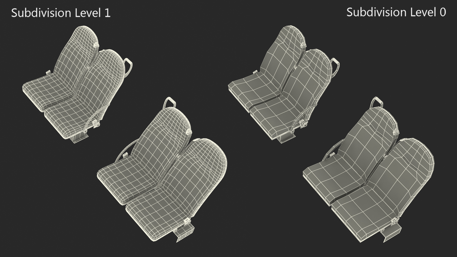 Bus Passenger Seats Left and Right Side 3D model