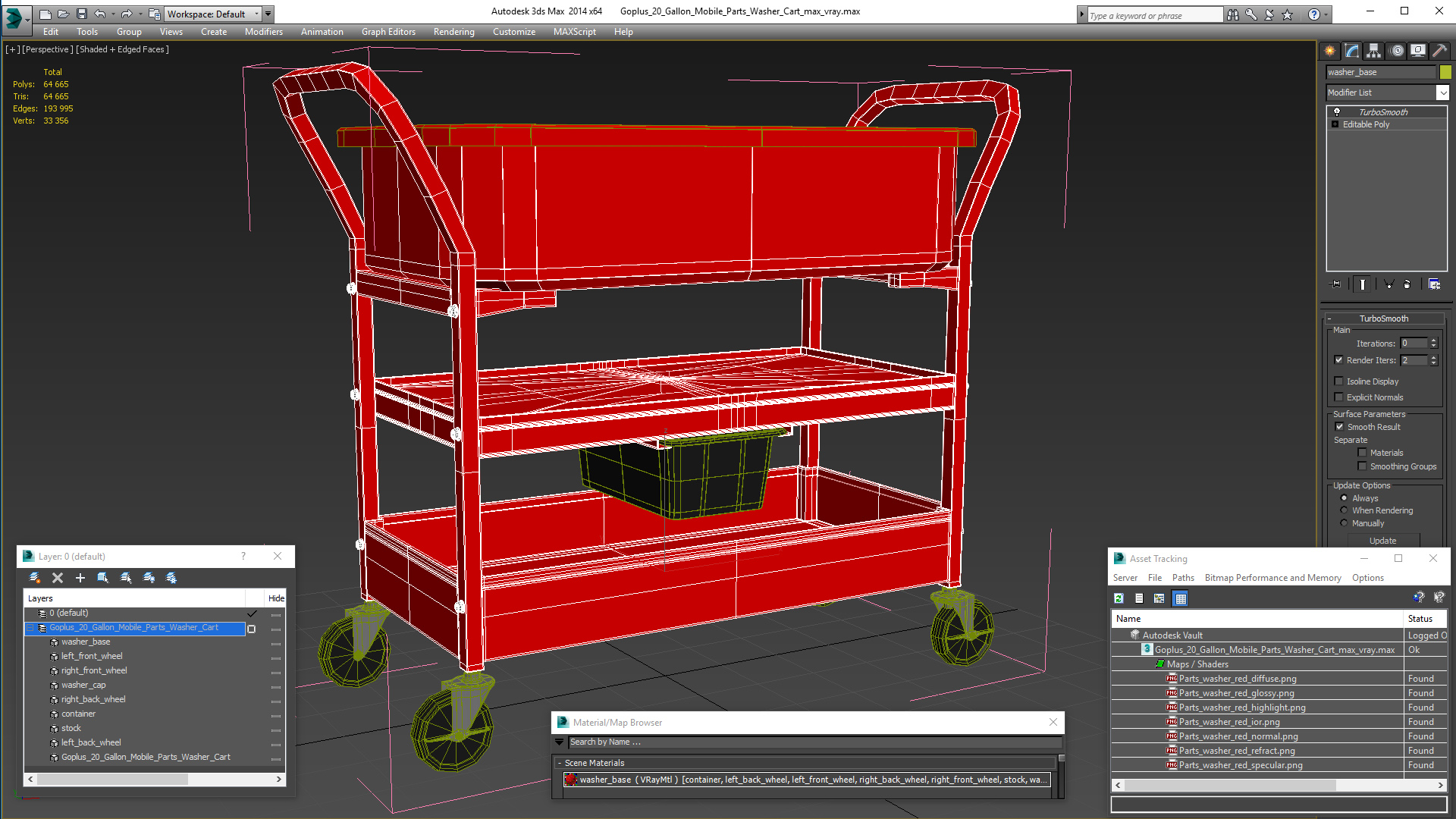 3D Goplus 20 Gallon Mobile Parts Washer Cart