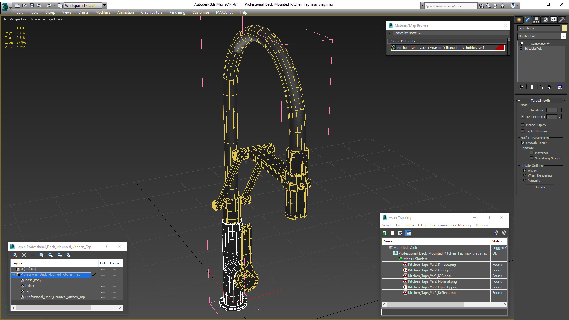 Professional Deck Mounted Kitchen Tap 3D