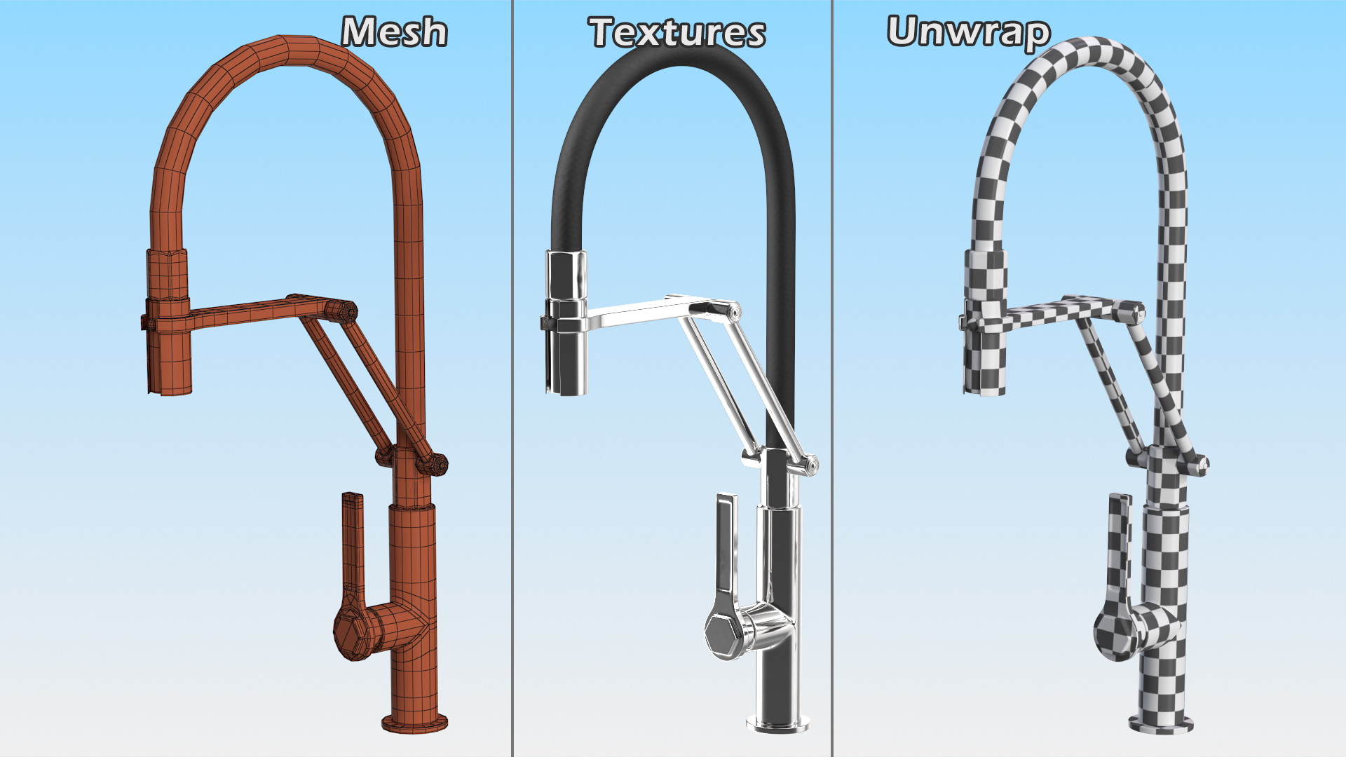 Professional Deck Mounted Kitchen Tap 3D