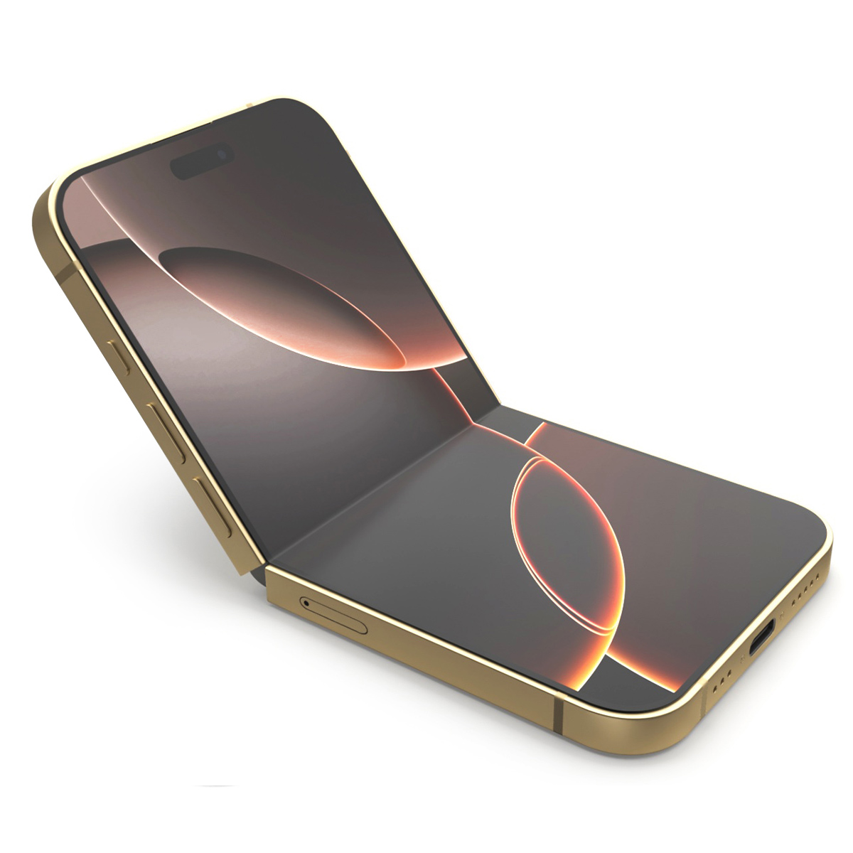 3D Apple iPhone Flip Luxe Gold Rigged for Maya model