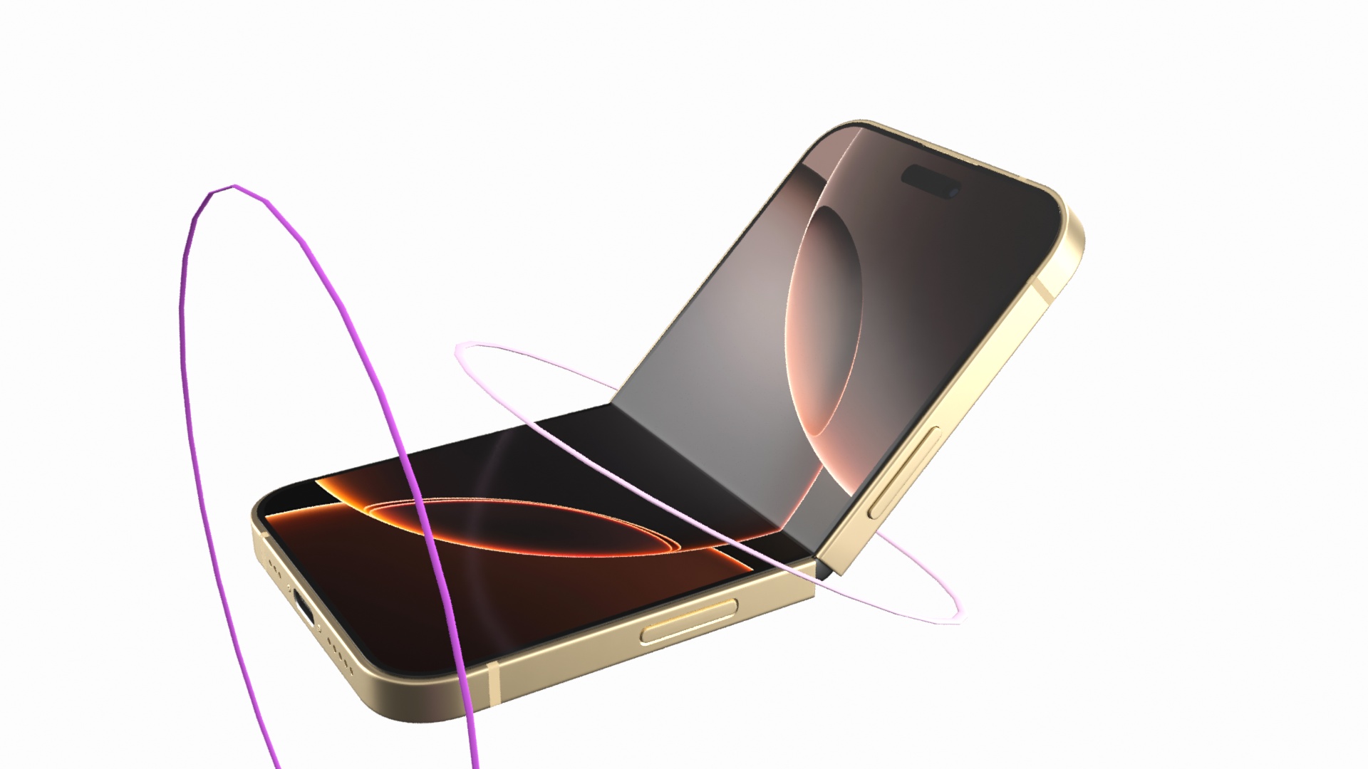 3D Apple iPhone Flip Luxe Gold Rigged for Maya model
