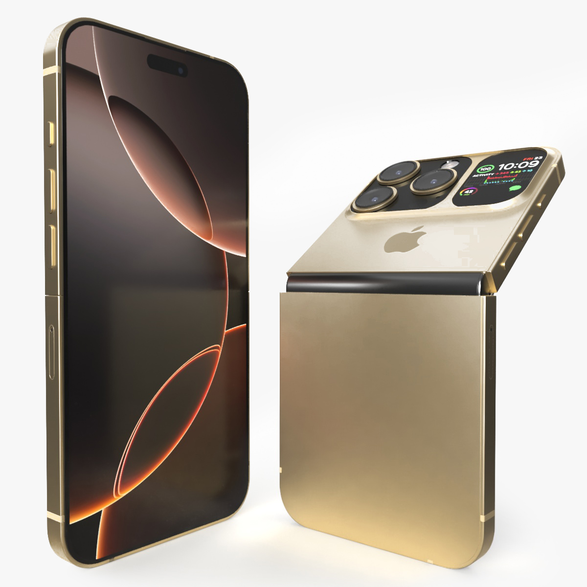 3D Apple iPhone Flip Luxe Gold Rigged for Maya model