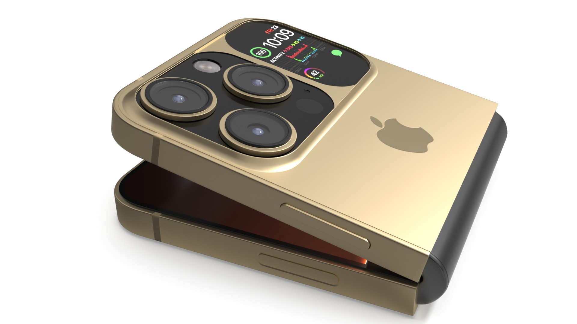 3D Apple iPhone Flip Luxe Gold Rigged for Maya model