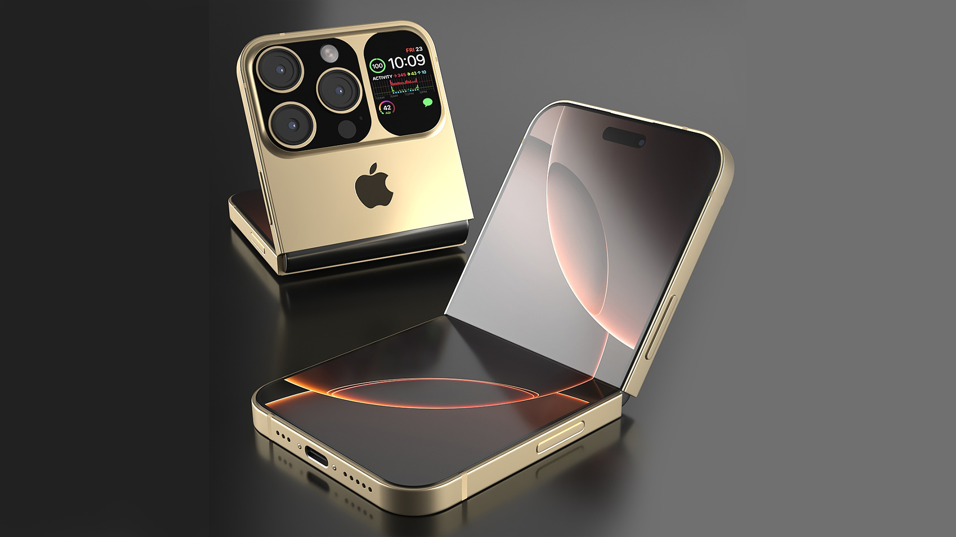 3D Apple iPhone Flip Luxe Gold Rigged for Maya model