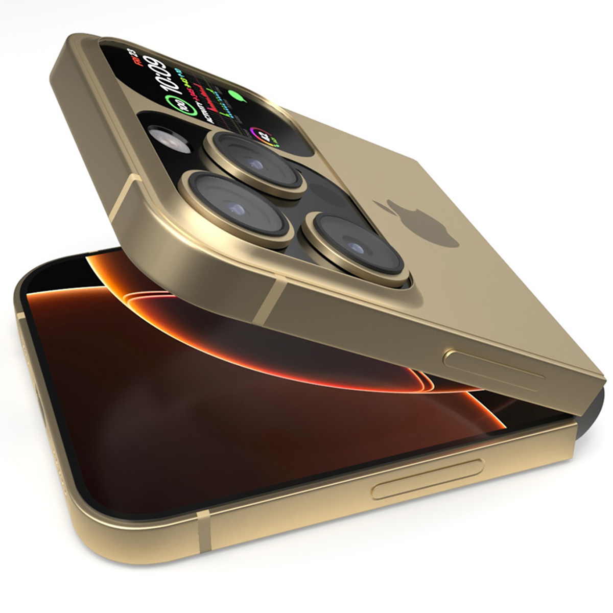 3D Apple iPhone Flip Luxe Gold Rigged for Maya model
